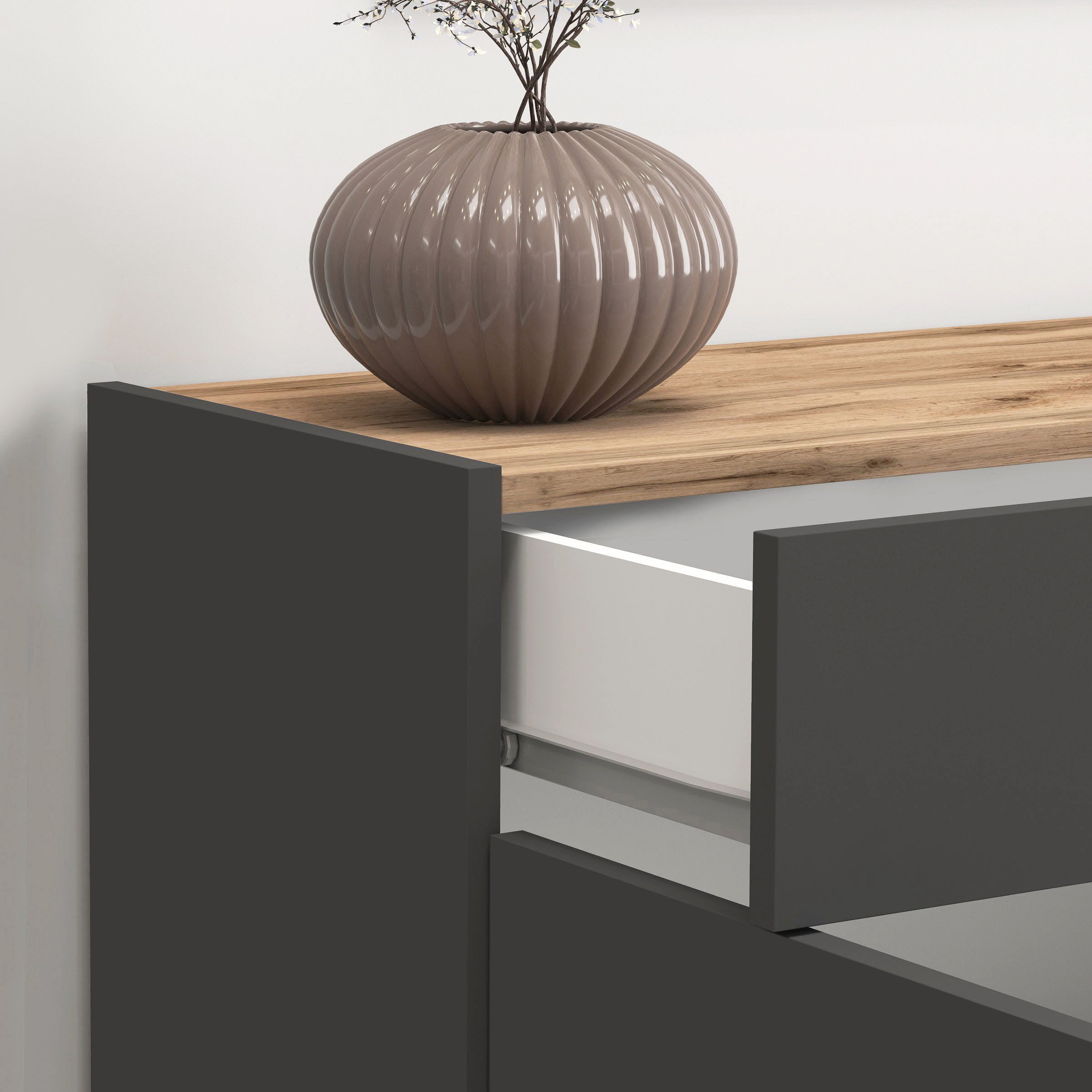 INOSIGN Dressoir Garda, Ladekast, Kast, Buffet 2 deuren, 1 lade, greeploos breedte 80,9 cm