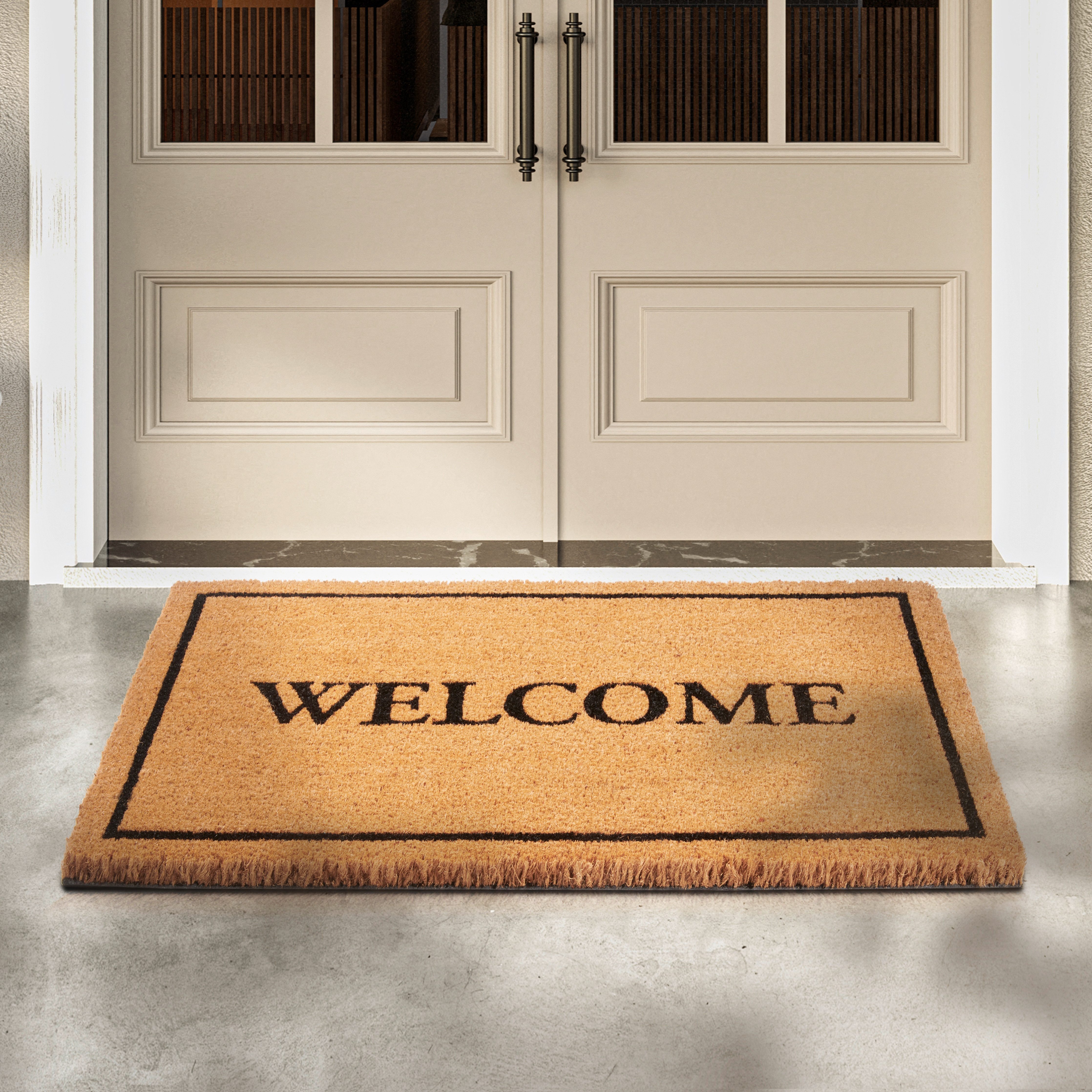 Villeroy & Boch Mat Caroline Welcome, deurmat Robuust, binnen, buiten, vuilafstotend, weerbestendig, natuur, kokos deurmatten wit