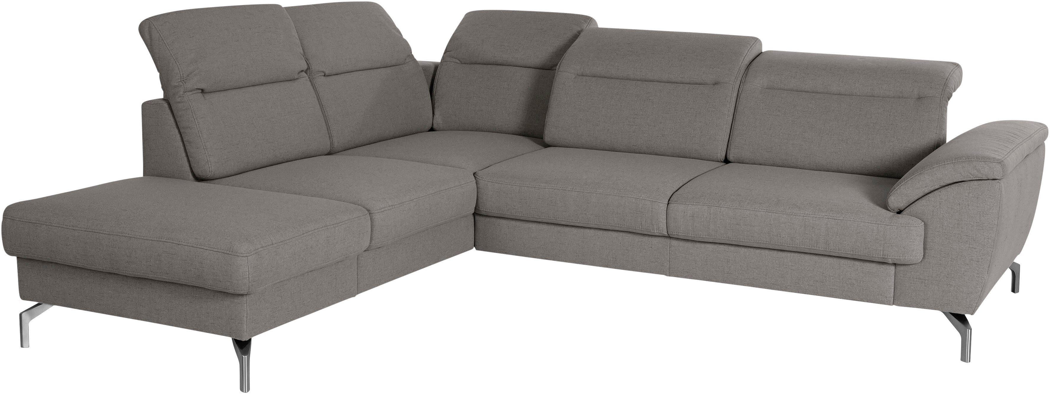 sit&more Hoekbank Percy L-vorm 15 cm poothoogte, zitdiepteverstelling, naar keuze in 2 pootkleuren