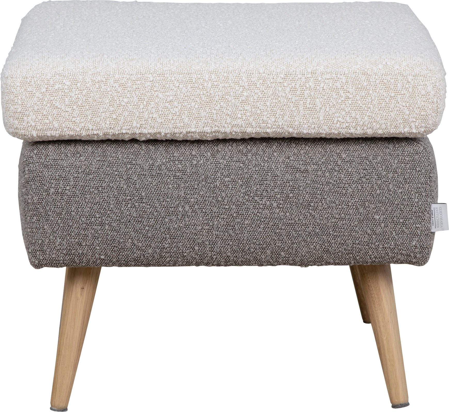 Guido Maria Kretschmer Home&Living Hocker Salla 2-kleurig, bouclé stof of fijne structuur, passend bij de fauteuil