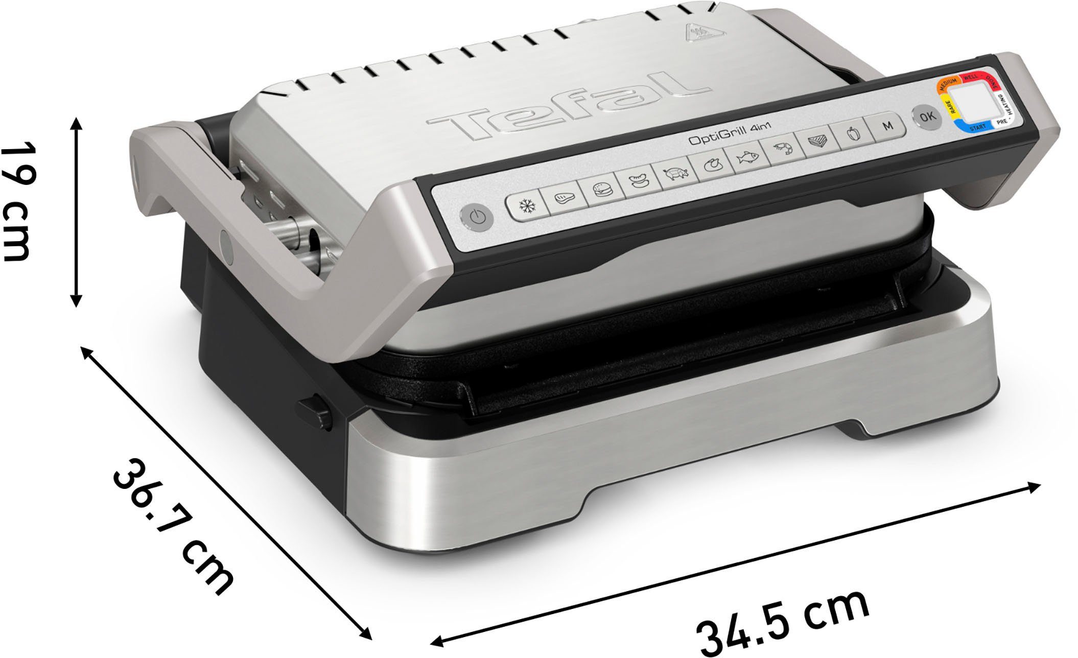 Tefal Contactgrill GC773D OptiGrill 2-in-1 met grilltang intelligente grill & bbq, scharnierend, 9 automatische programma's
