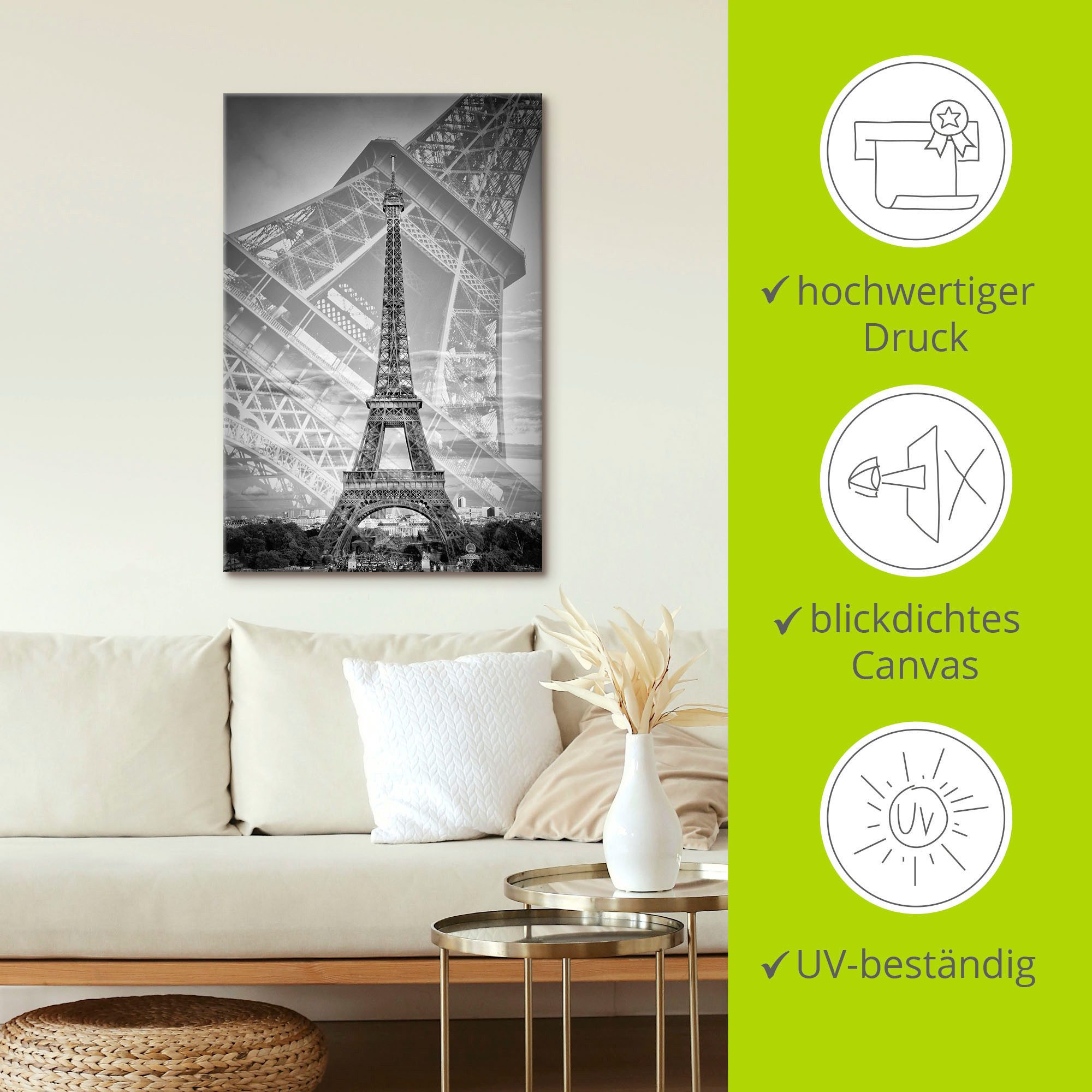 Artland Artprint De dubbele Eiffeltoren II als artprint van aluminium, artprint voor buiten, artprint op linnen in verschillende maten