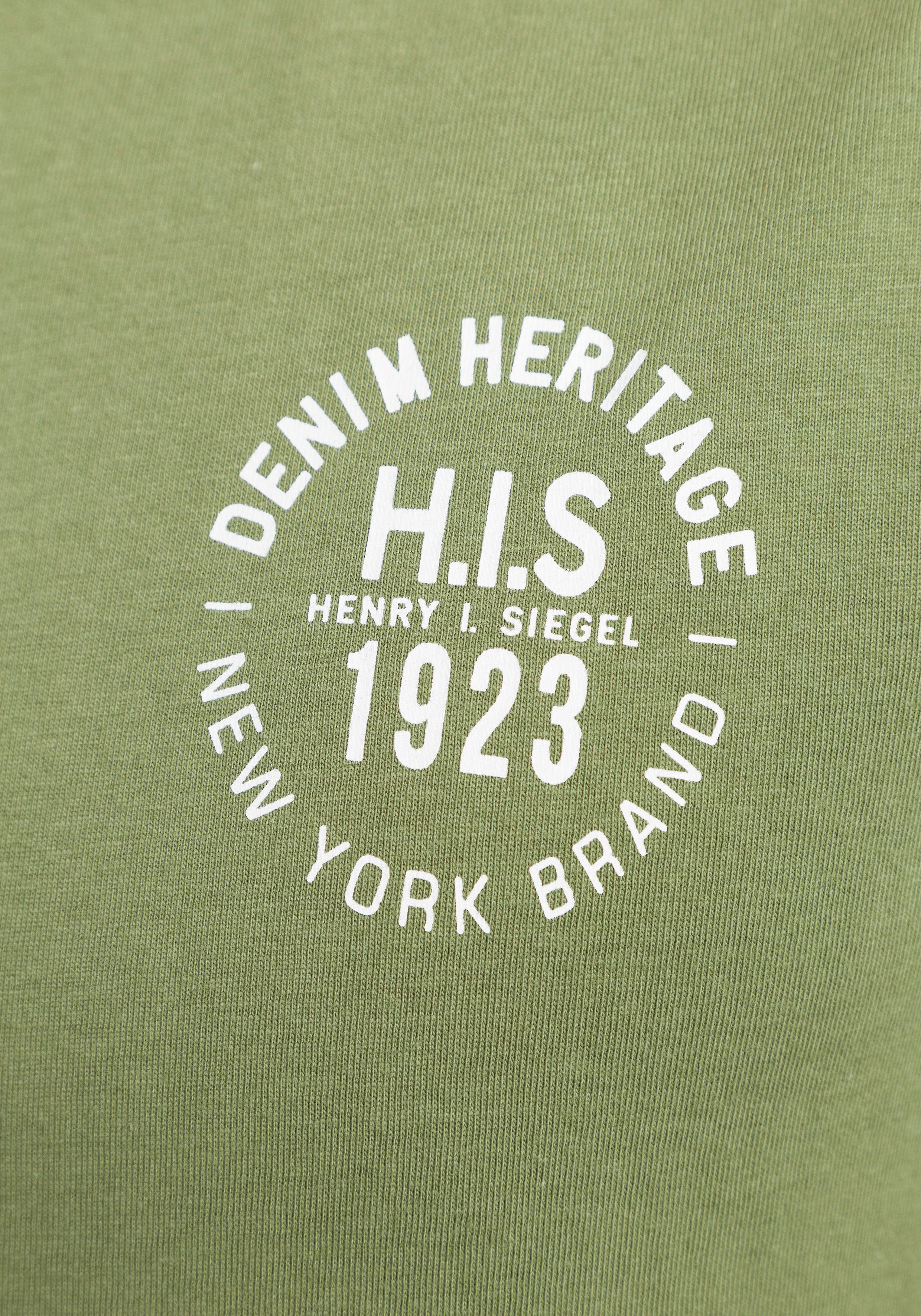 H.I.S T-shirt smal gesneden, bedrukt ontwerp, van 100% katoen (3-delig, Set van 3)