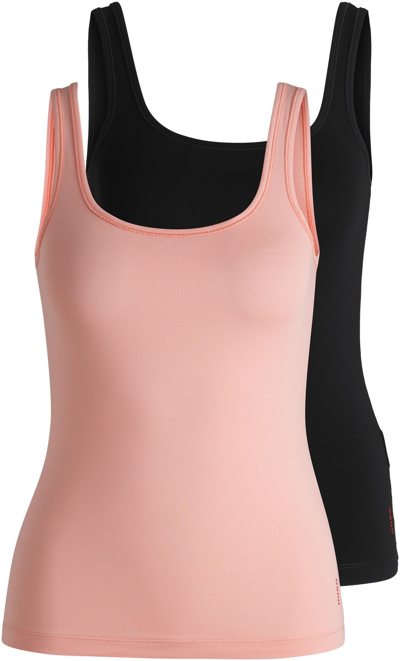 HUGO underwear Tanktop TWIN VEST met verticale logoprint (Set van 2) dames onderhemden maat L multicolor