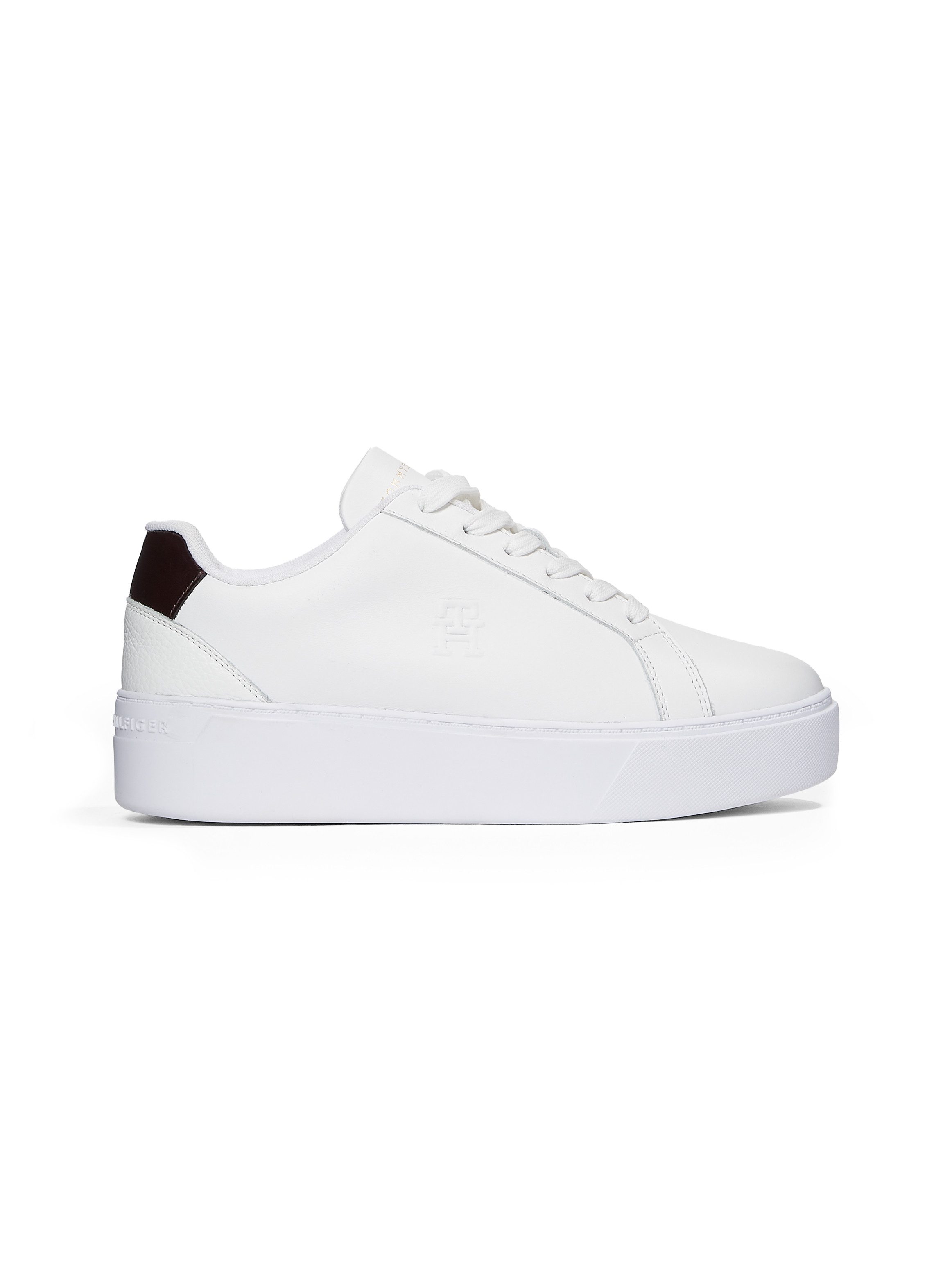 Tommy Hilfiger Plateausneakers TH PLATFORM COURT SNEAKER , vrijetijdsschoen, lage schoen, veterschoen, contrastafwerking aan de hak