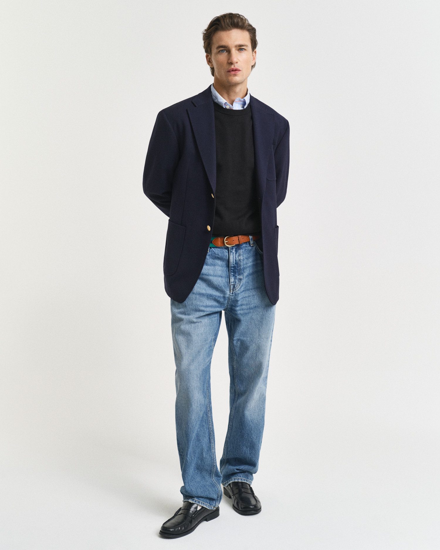 Gant Trui met ronde hals CLASSIC COTTON C-NECK Premium gebreide trui van zacht 100% katoen, overgangstrui
