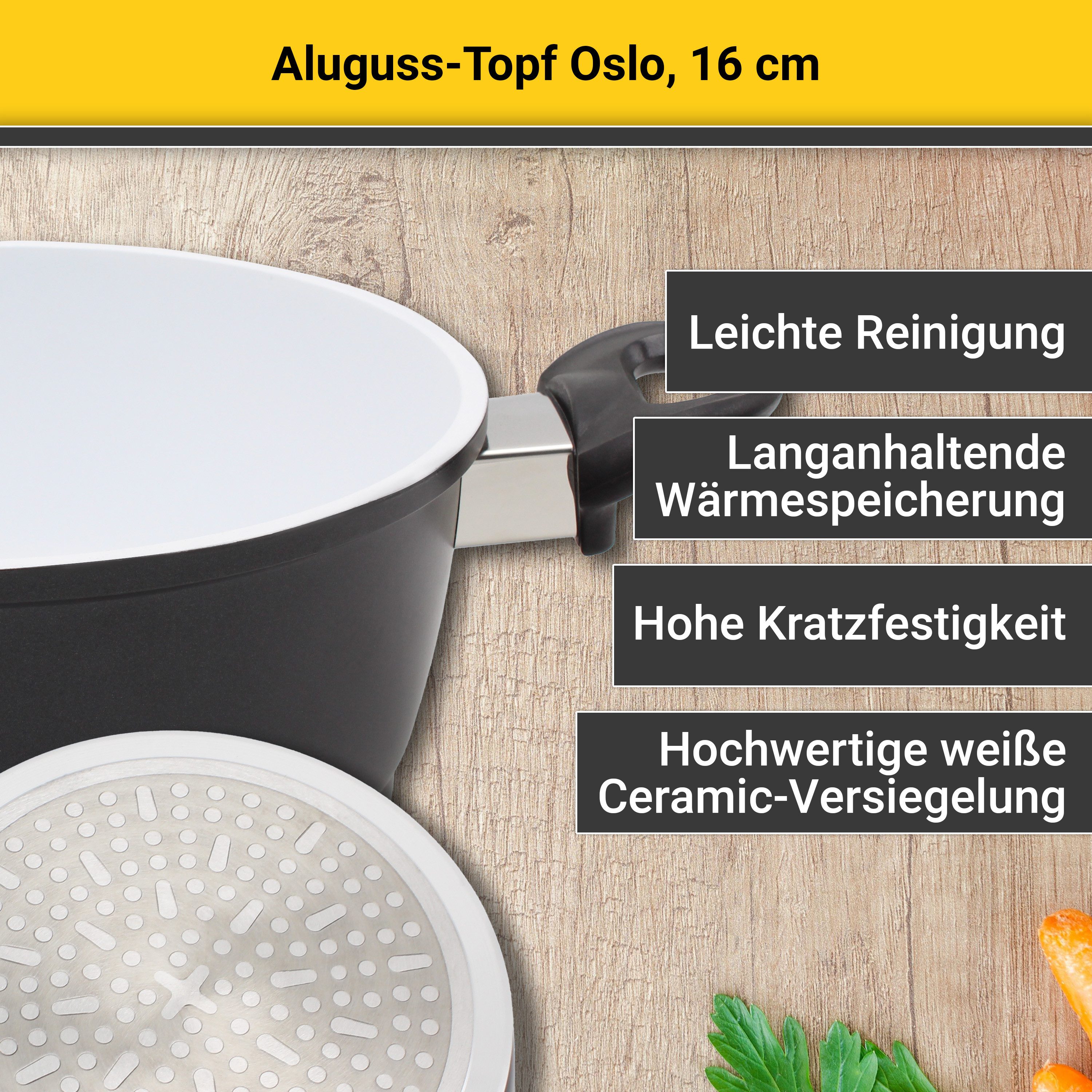 Krüger Braadpan Gietaluminium pot met glazen deksel Oslo (1-delig)