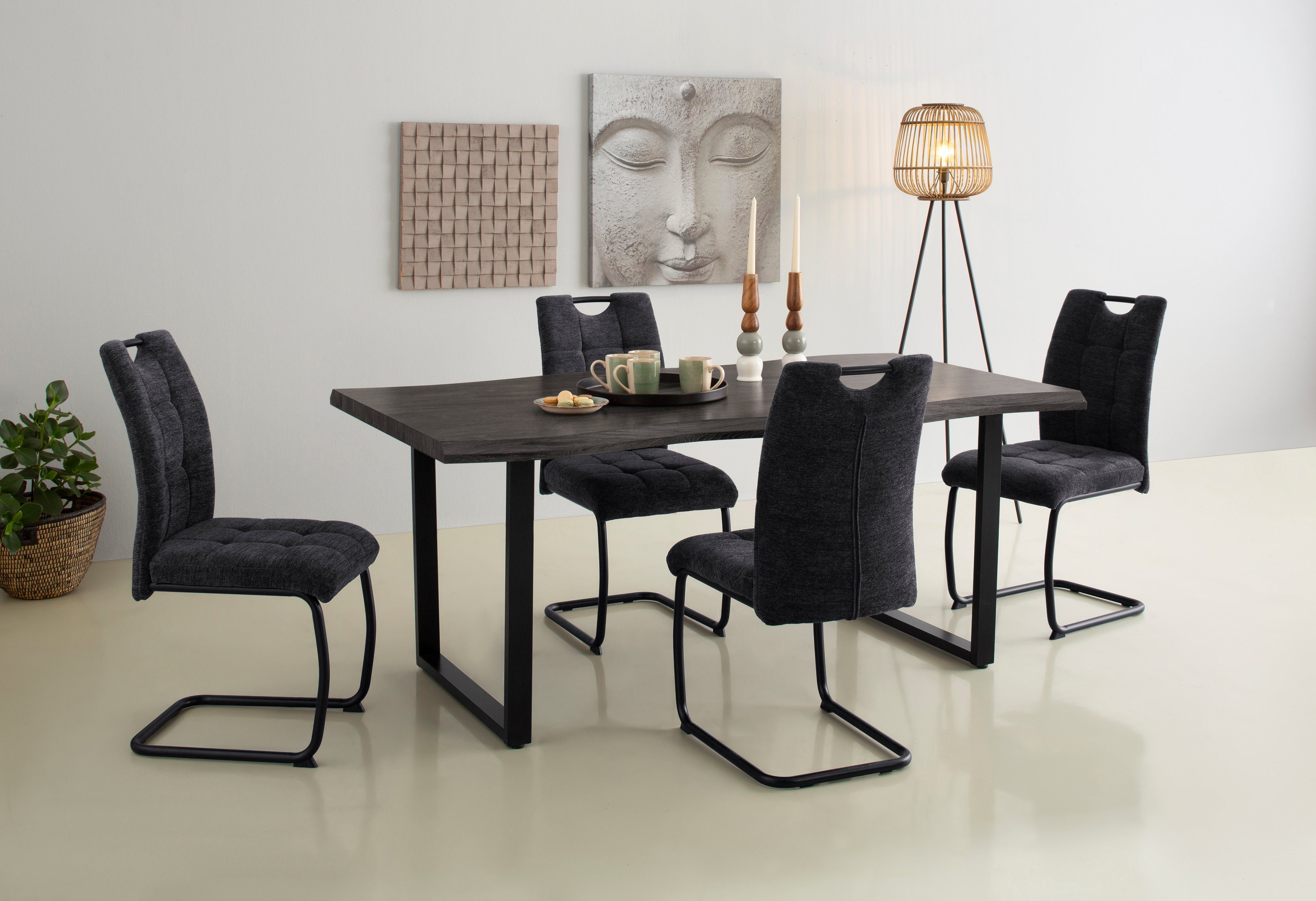 HELA Eettafel GISELLE boomkanttafel, keukentafel, TOPSELLER! OTTOs Choice Sledeframe metaal, industrieel design, 140 - 200 cm breedte, 2 kleuren