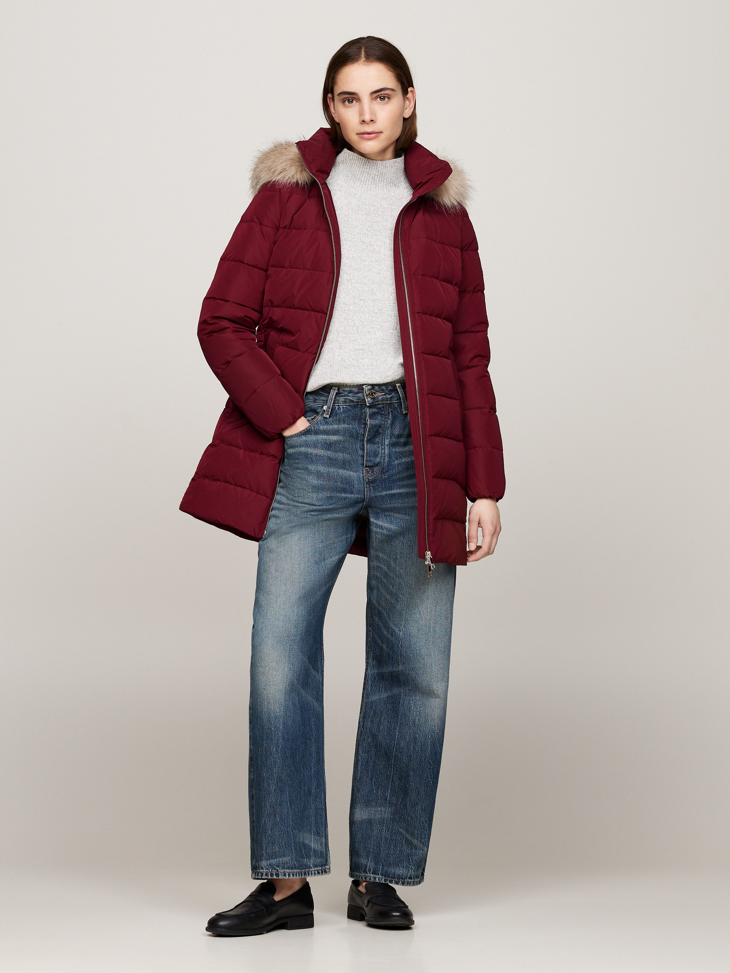 Tommy Hilfiger Gewatteerde jas HERITAGE DOWN TYRA COAT WITH FUR
