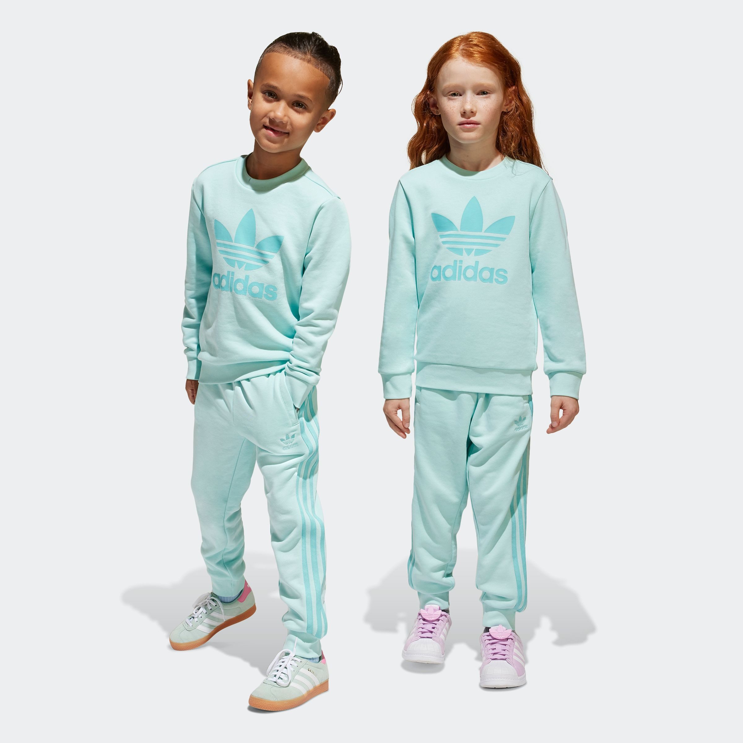 adidas Originals Trainingspak TREFOIL CREW SE (2-delig) kinderen trainingspakken maat 116 groen
