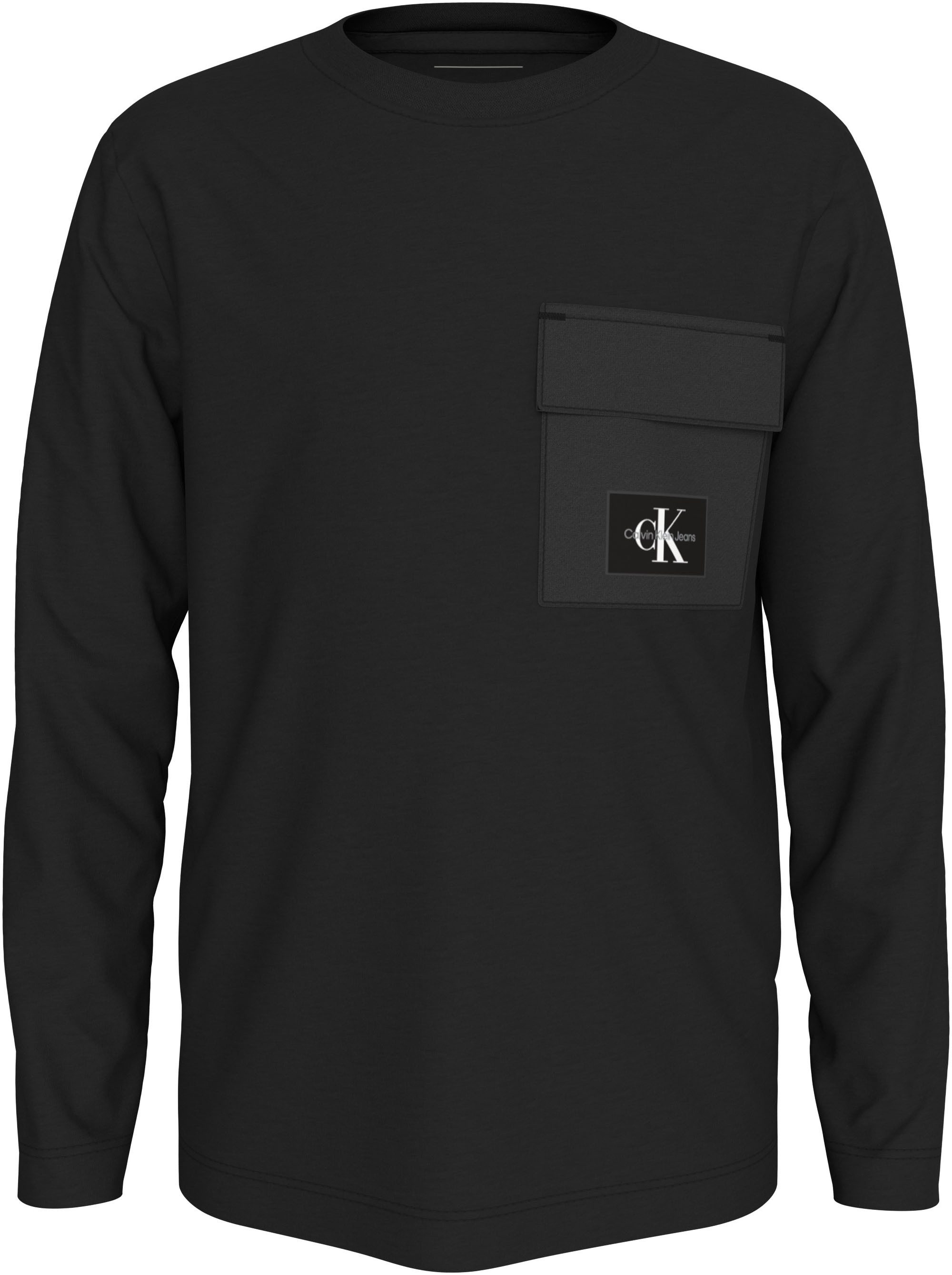 Calvin Klein Shirt met lange mouwen Badge Reg. Ls T-Shirt voor kinderen tot 16 jaar en met logo-patch