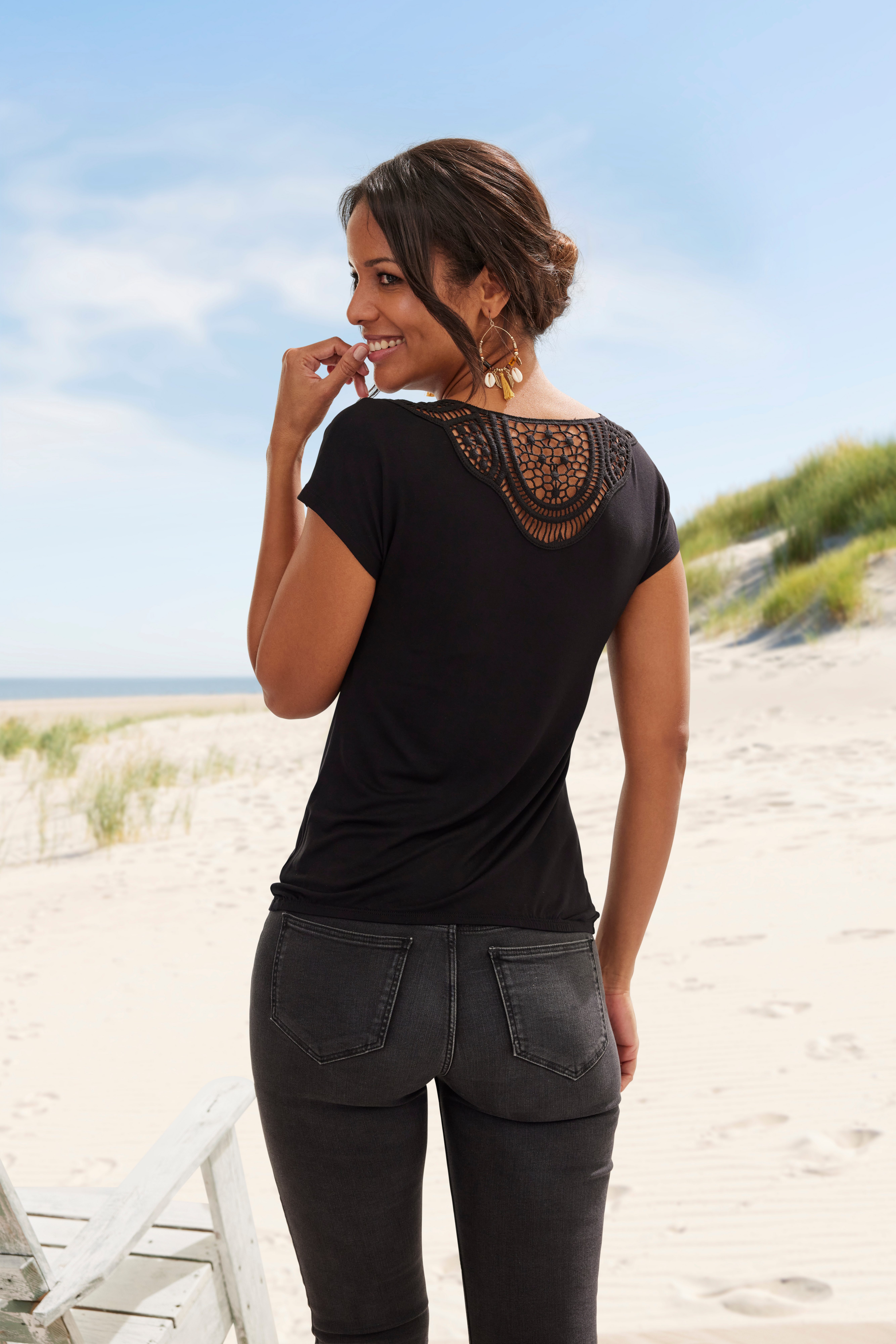 Vivance Shirt met korte mouwen Met haakwerk aan de achterkant