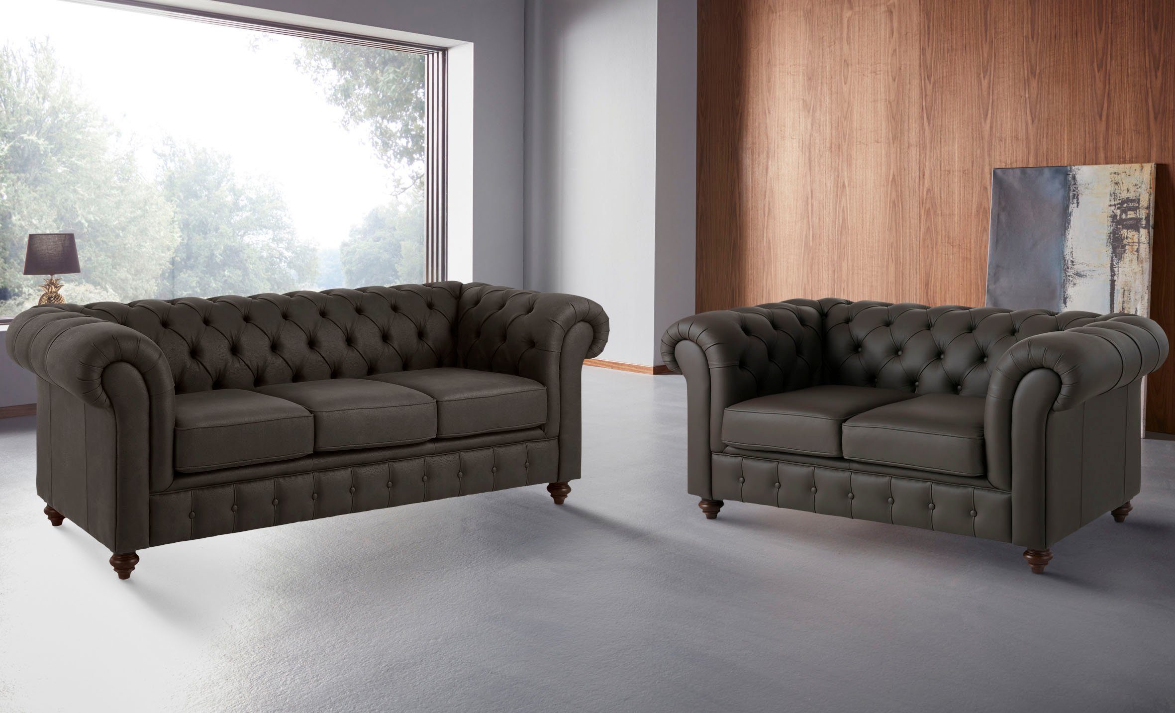 Home affaire Zithoek CHESTERFIELD hoogwaardige knoopdetails, bestaande uit 2- en 3-zitsbank (2-delig)