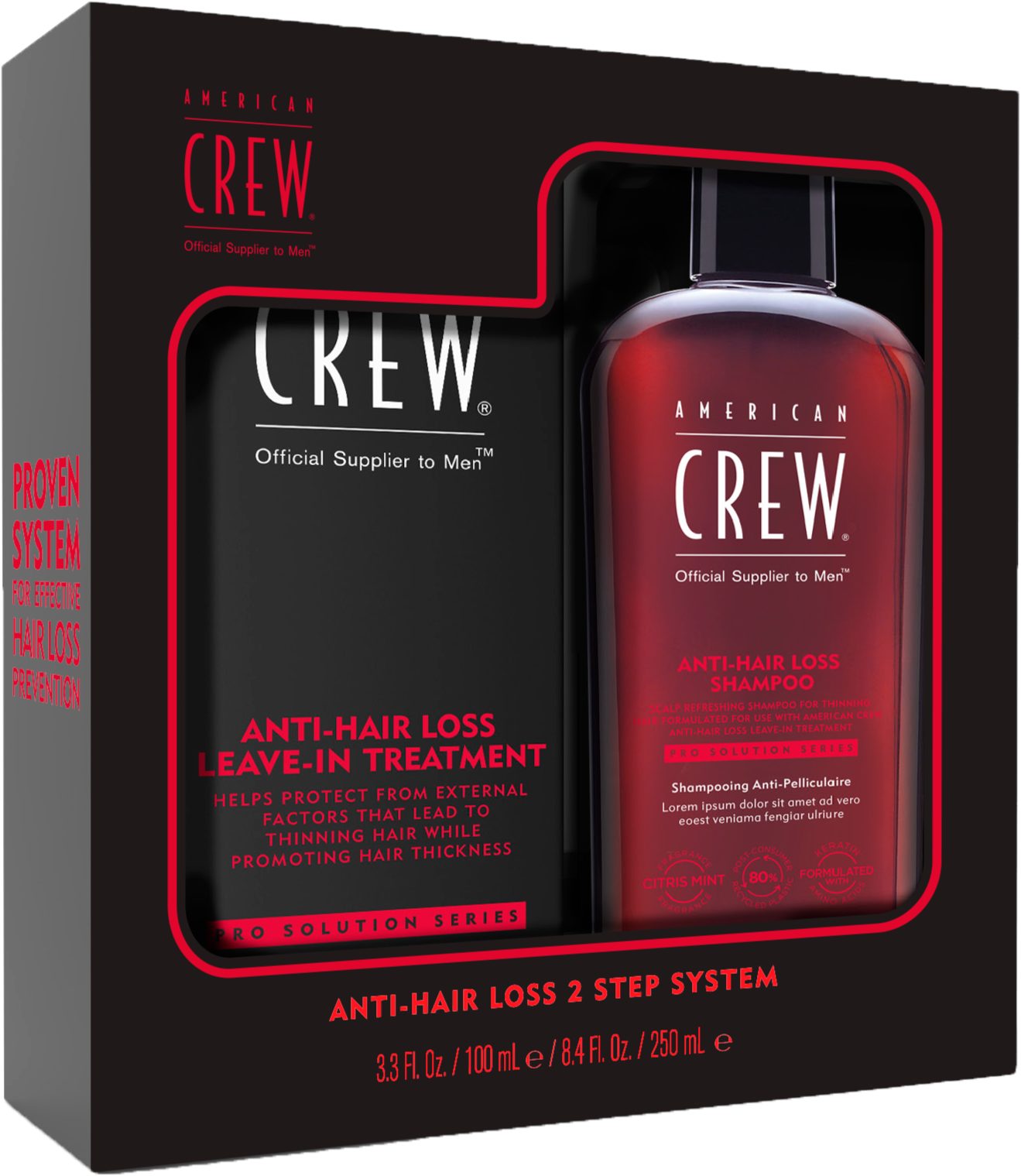 American Crew Haarverzorgingsset Anti-Hair Loss 2 step set - shampoo 250 ml + treatment 100 ml (set, 2-delig)