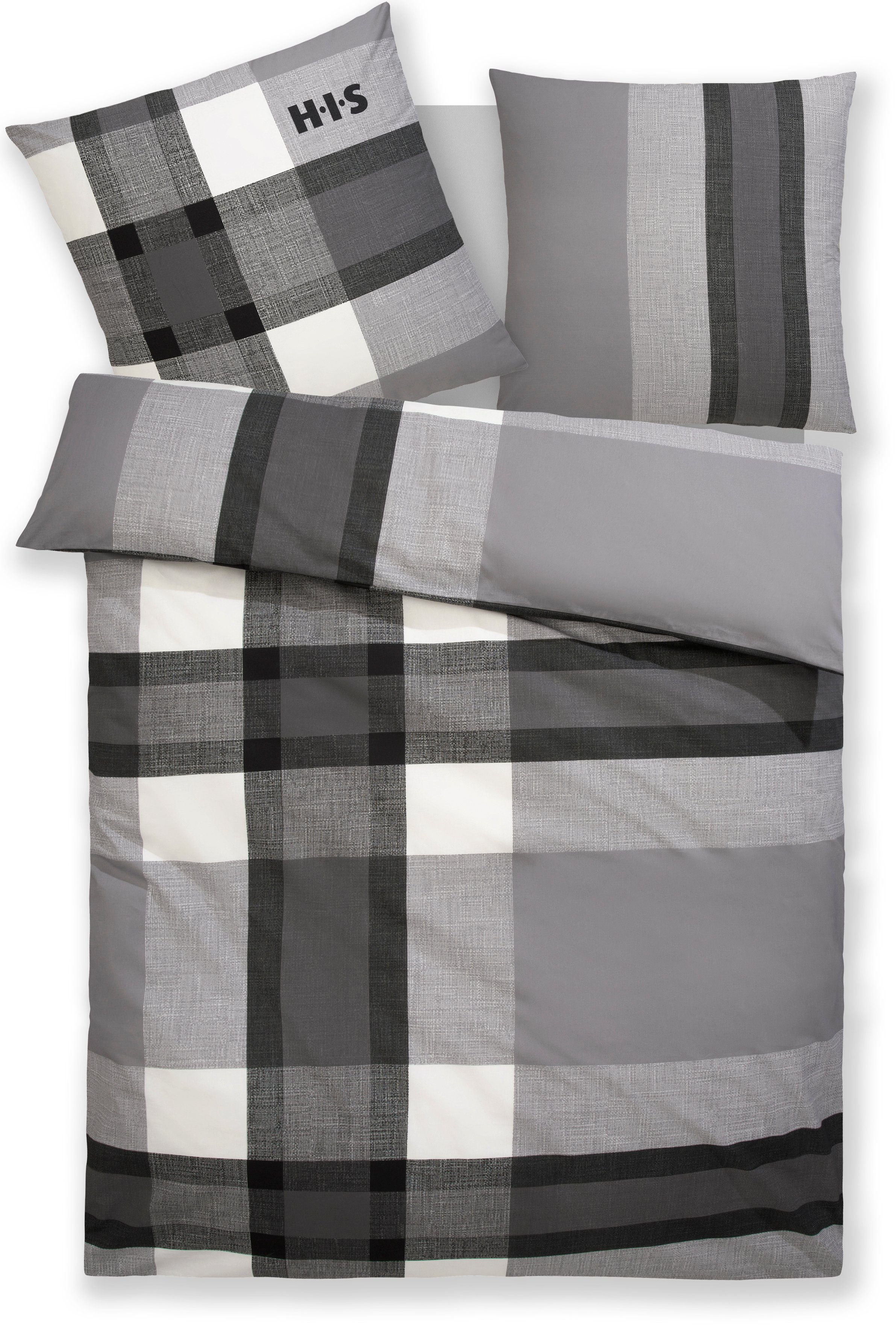H.I.S Overtrekset Logan in mt. 135x200 of 155x220 cm geruit katoenen bedlinnen, met rits (2-delig)