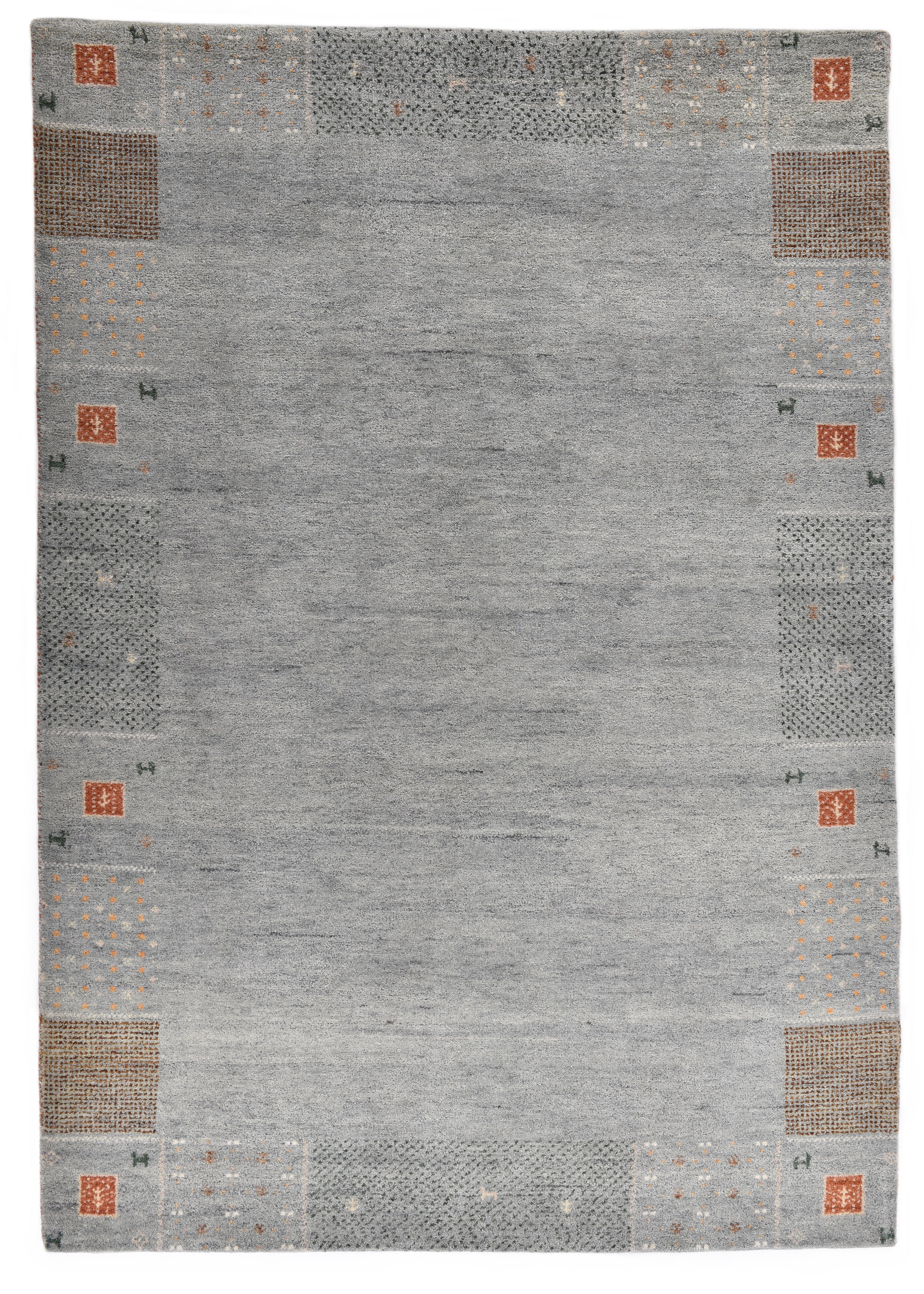 THEKO Wollen kleed Denver 1999 zuivere wol, gabbeh-design, met de hand geknoopt, met randdessin