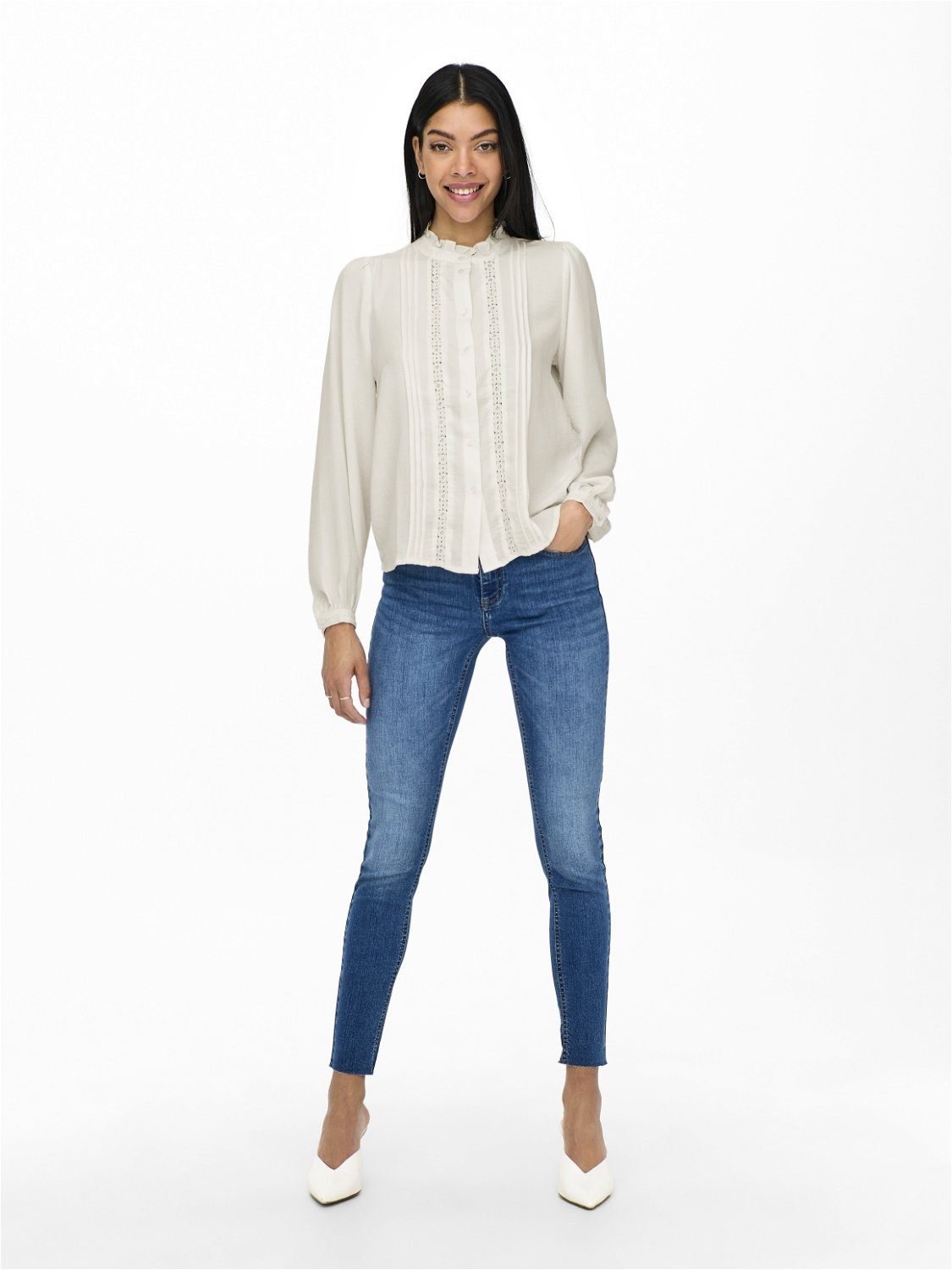 JDY Blouse met ruches JDYELLIS L/S LACE SHIRT WVN NOOS