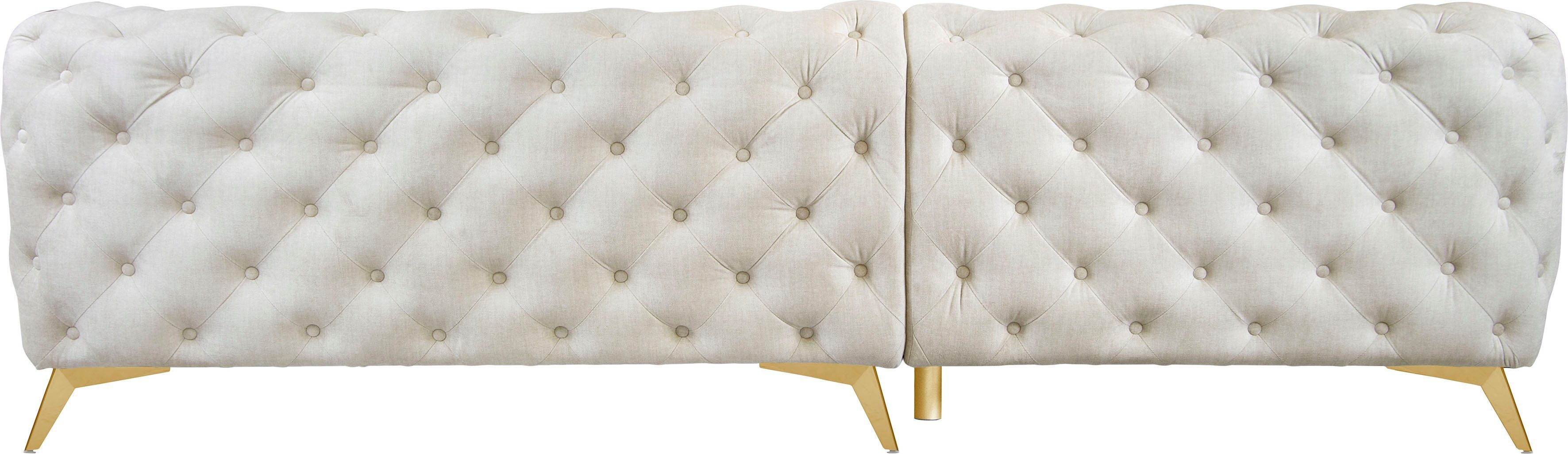 Leonique Chesterfield-bank Glynis L-vorm luxueuze capitonnage, moderne chesterfield look, kleur van de poten ter keuze