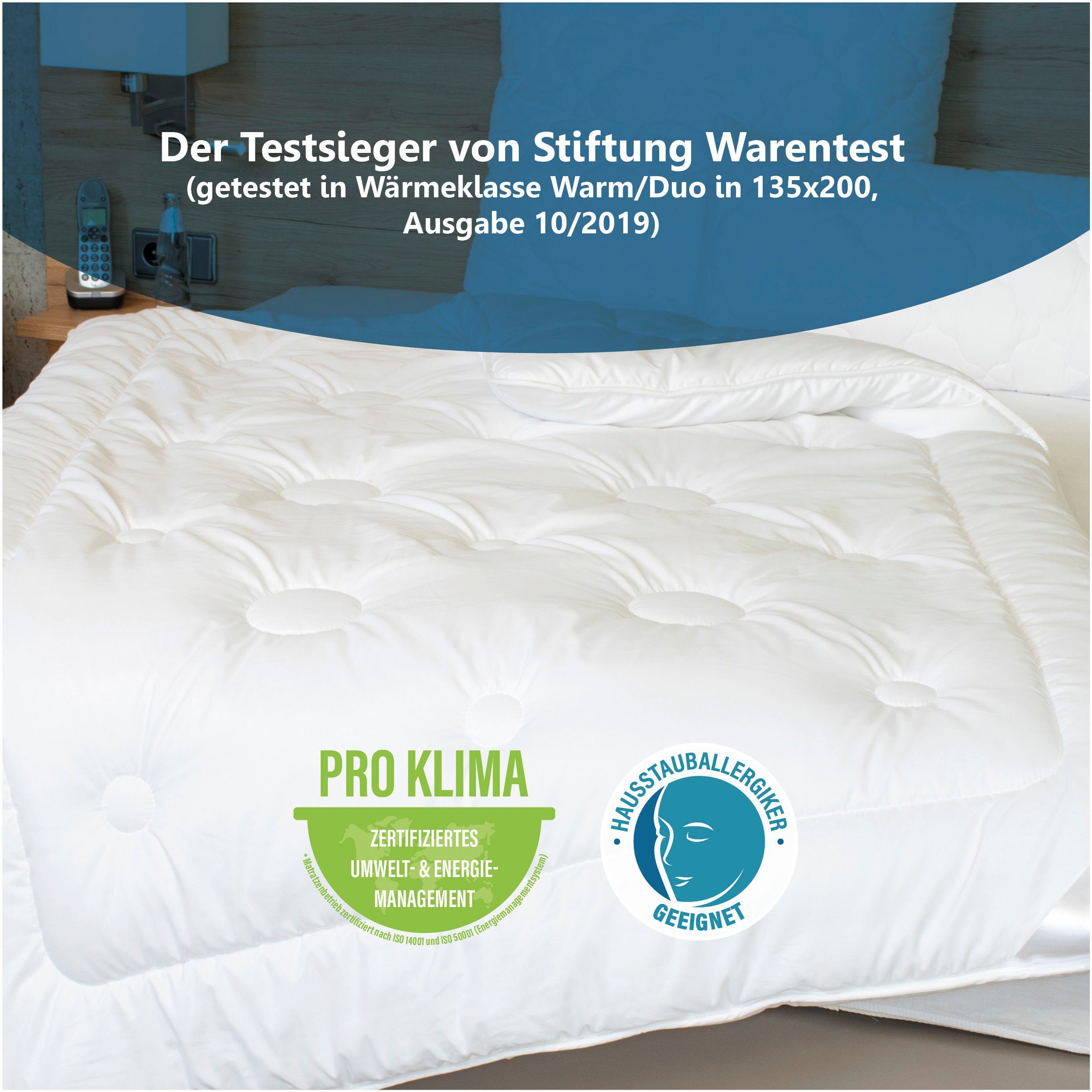 Beco Synthetisch dekbed + microfiberkussen Royal Soft Duo Dekbeddenset met hoofdkussen, 135x200 cm, zomer of winter