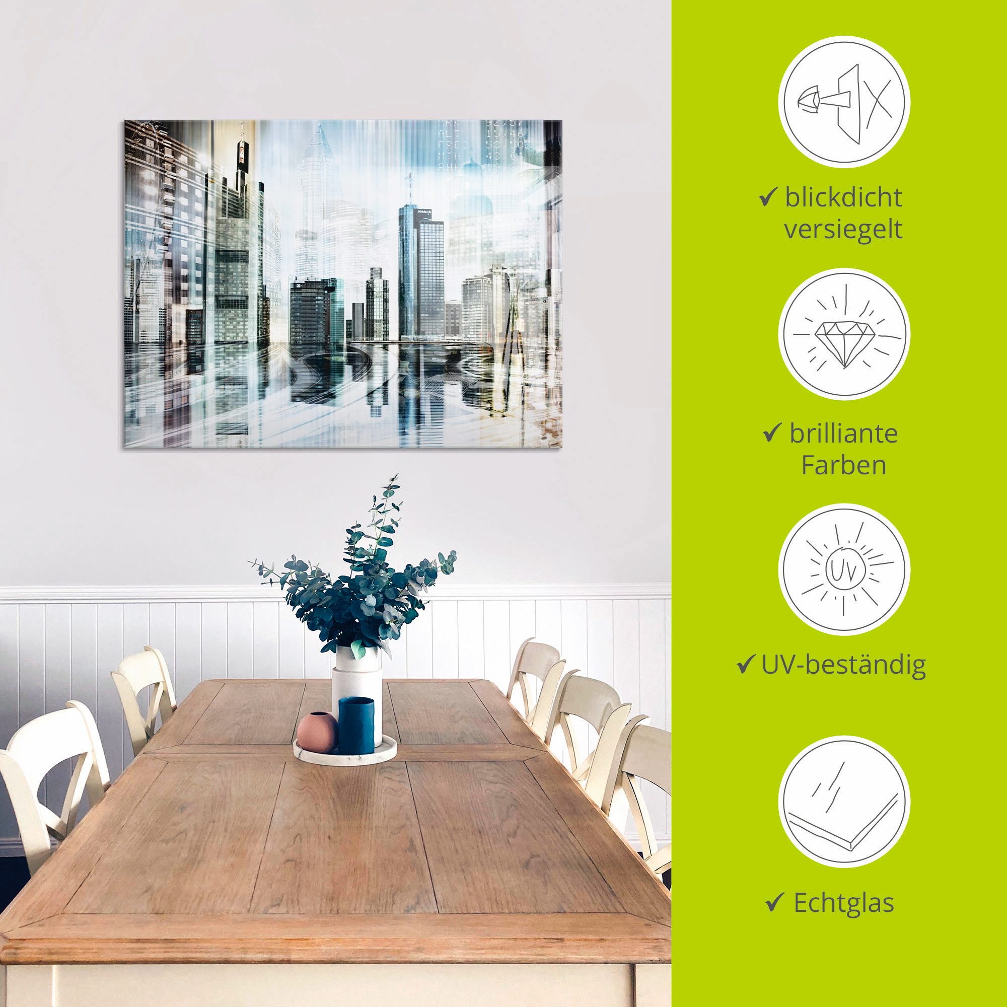 Artland Print op glas Frankfurt skyline abstracte collage