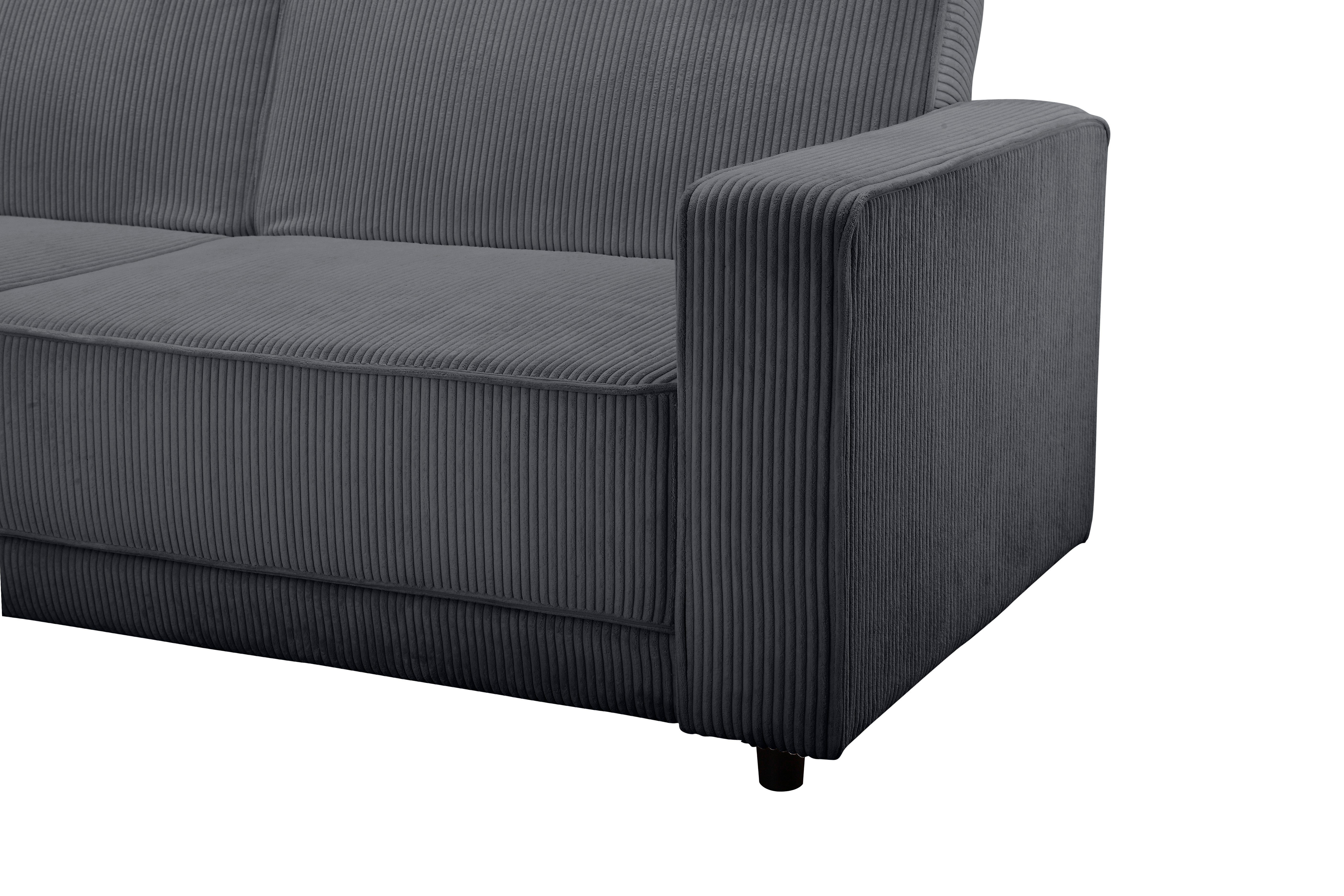 Dorel Home Hoekbank Allie slaapbank 230 cm met relaxfunctie in de rugleuning Slaapbank functie (108/194,5 cm), trendy ribfluweel of onderhoudsvriendelijk velours