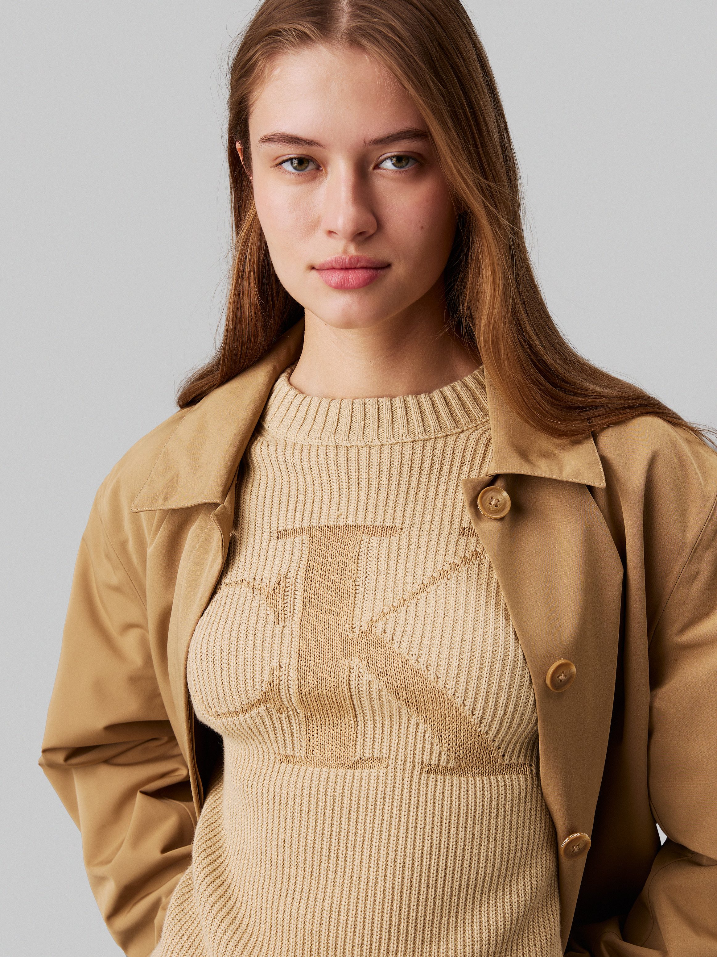 Calvin Klein Trui met staande kraag LOGO INTARSIA REGULAR SWEATER