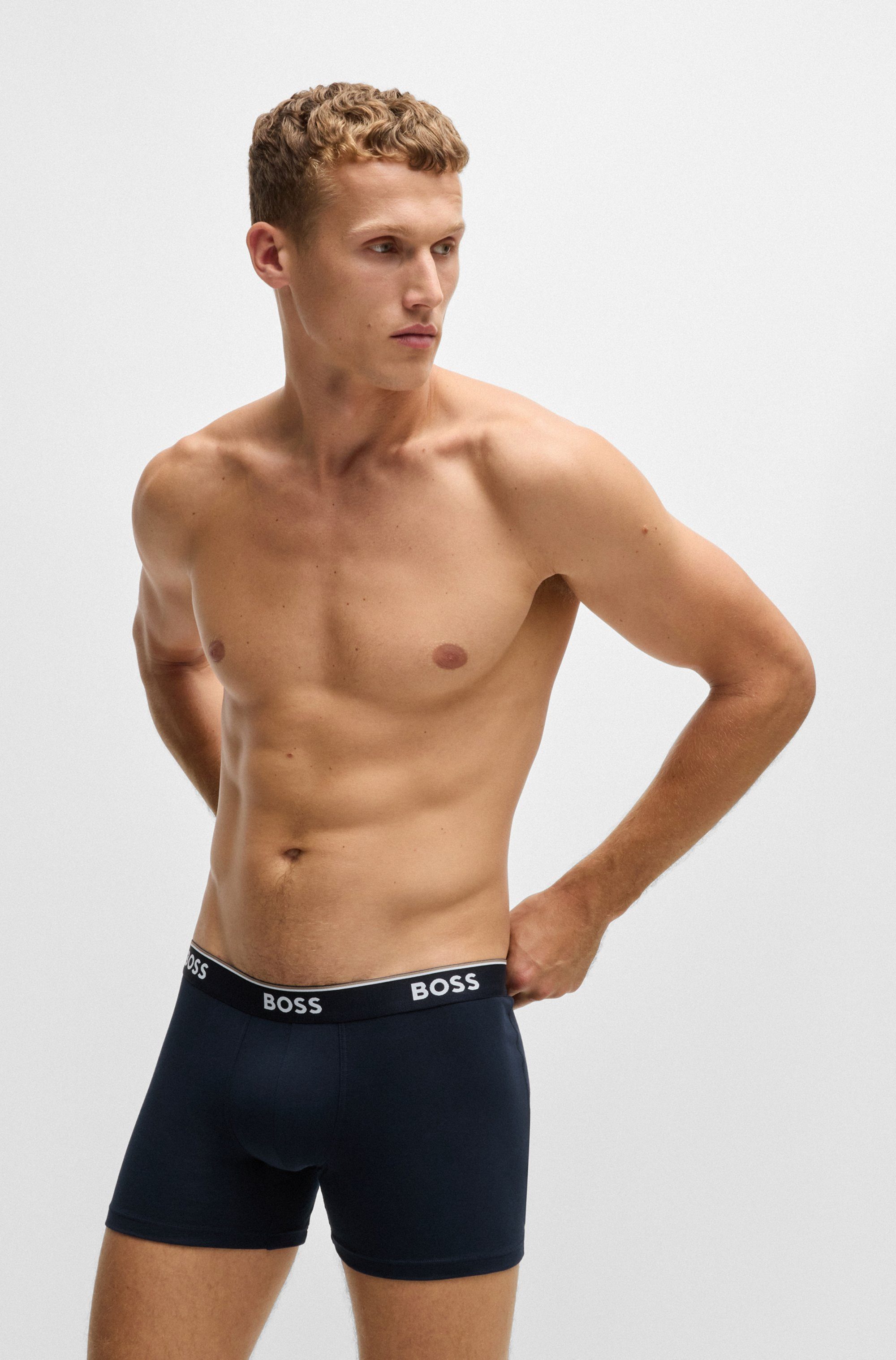 BOSS Lange boxershort BRIEF 3 PACK met in kleur bijpassende weefband (3 stuks)