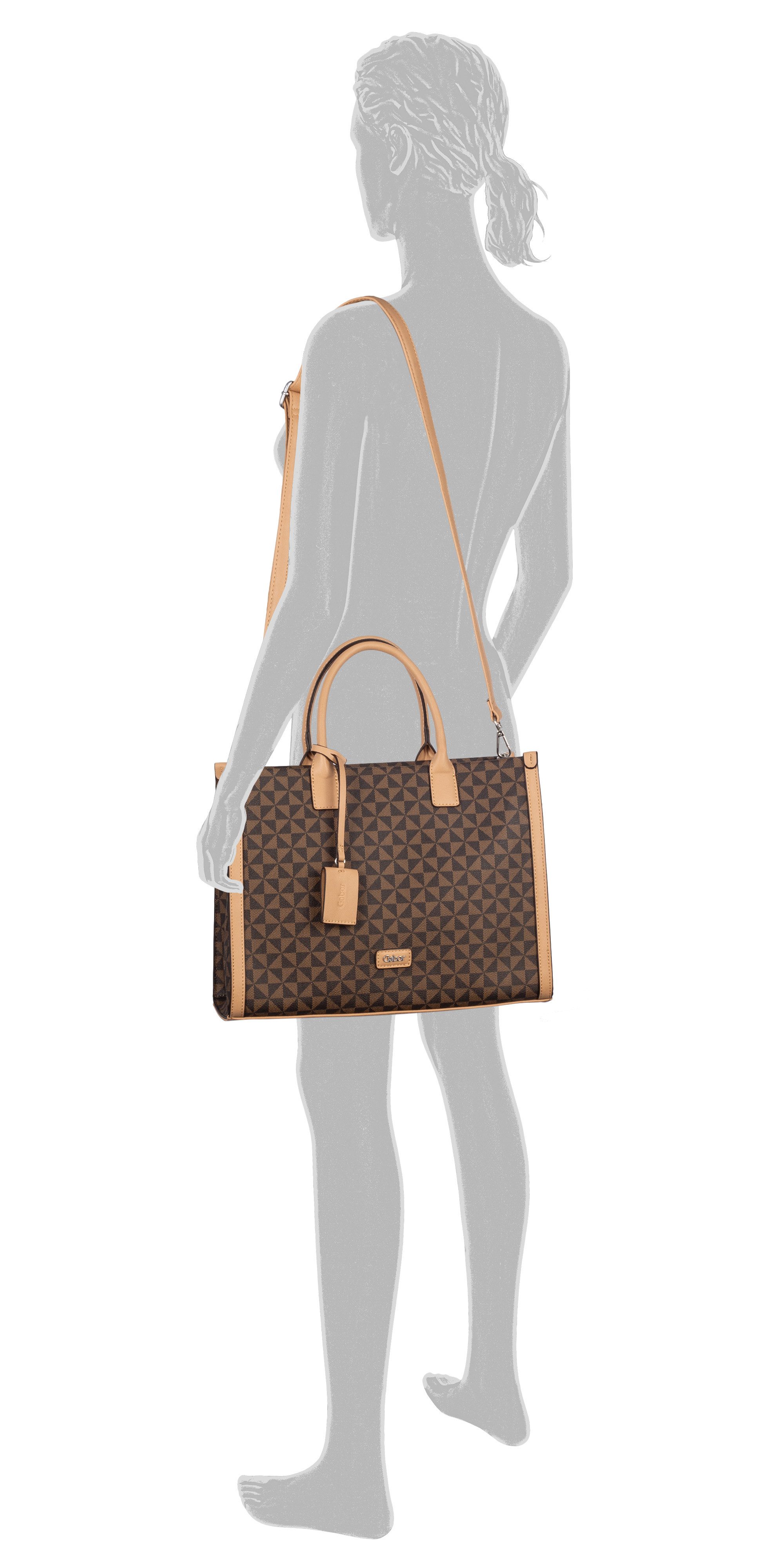 Gabor Shopper Barina met bijzondere grafische all-over print en glad leerlook details