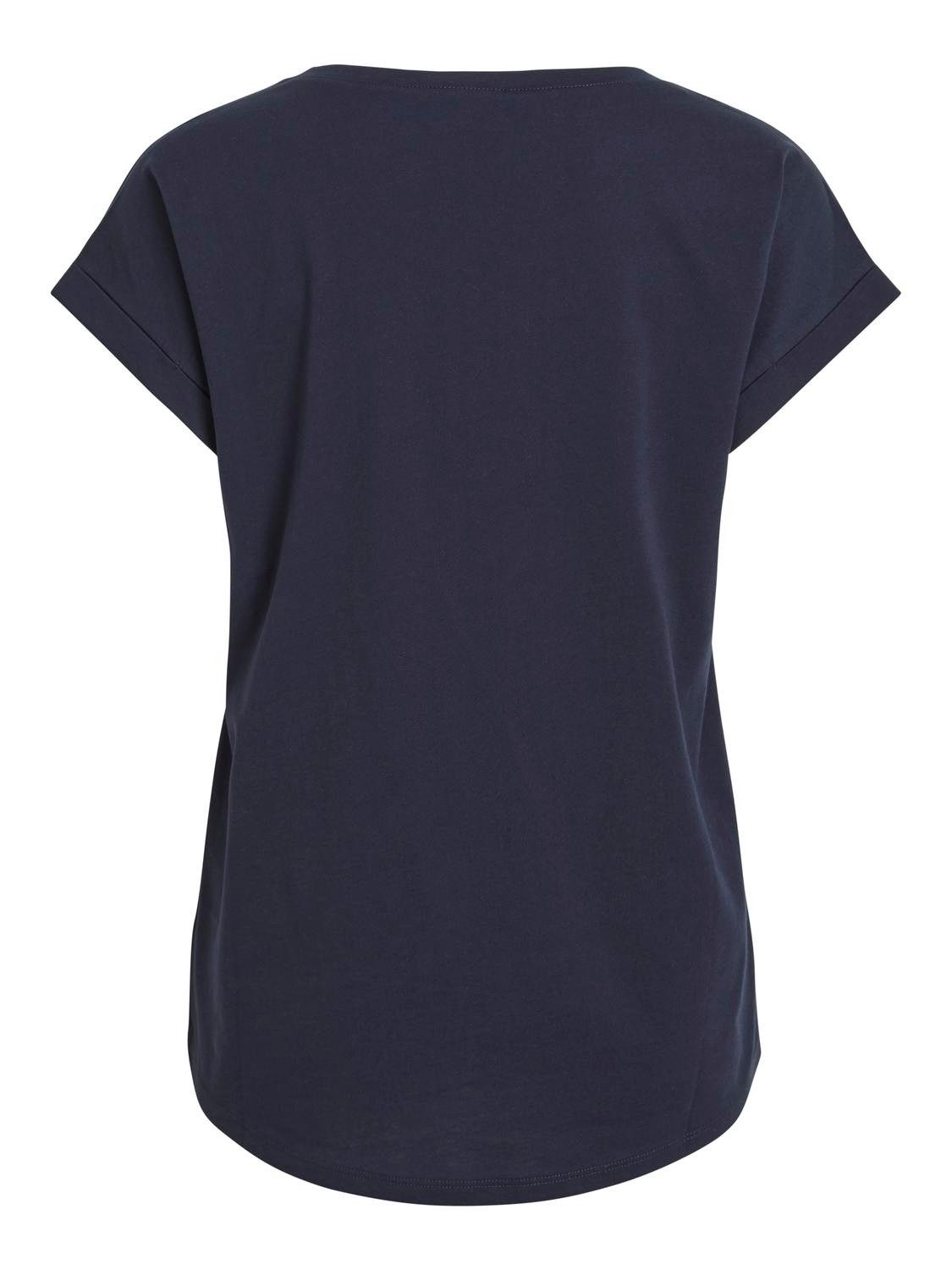 Vila Shirt met ronde hals VIDREAMERS NEW PURE T-SHIRT/SU-NOOS Basic dames T-shirt met ronde hals en omgeslagen mouwen