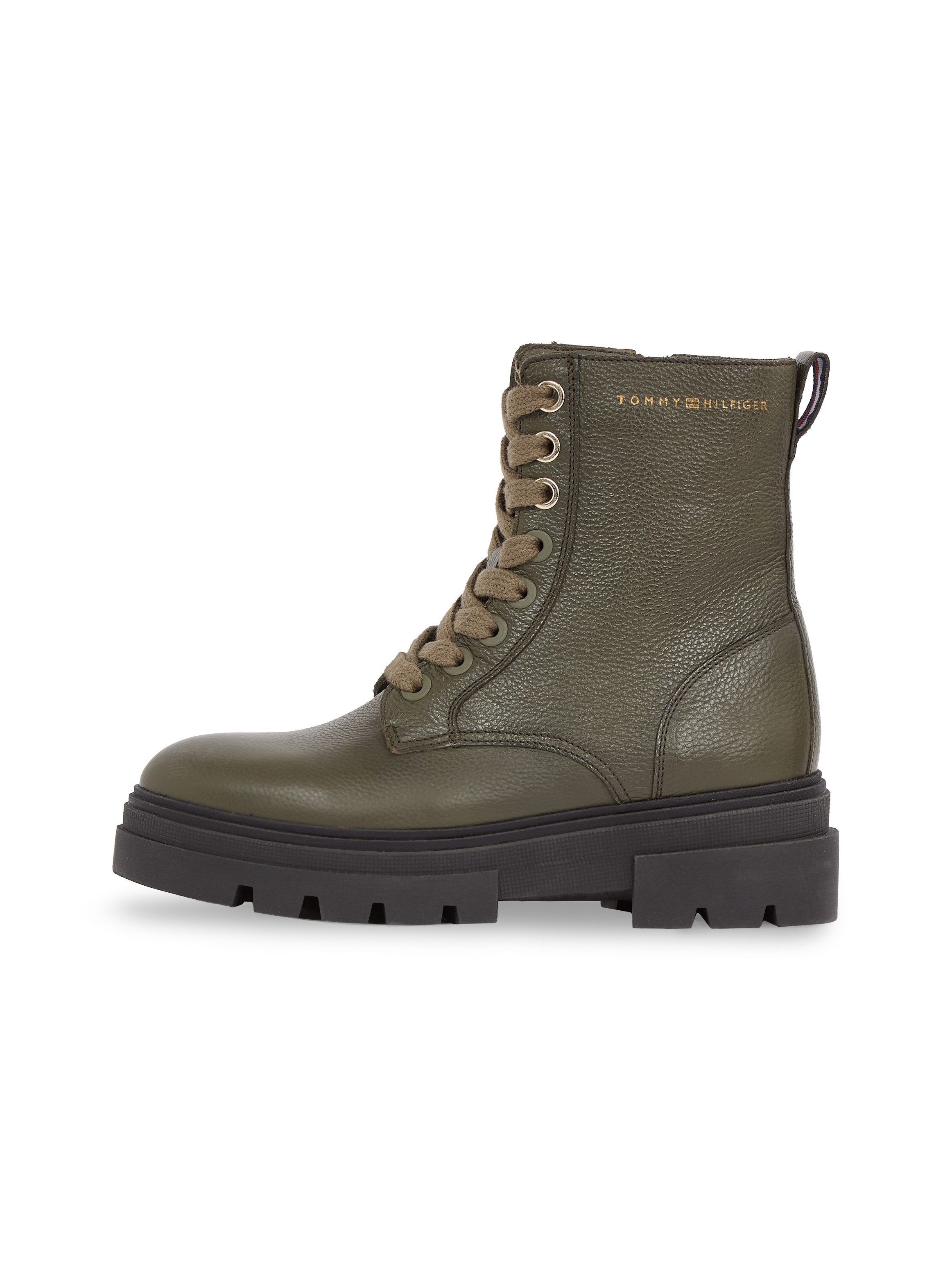 Tommy Hilfiger Veterschoenen BICOLOR LEATHER LACE-UP , plateau, veterschoenen, chunky boots, gouden...