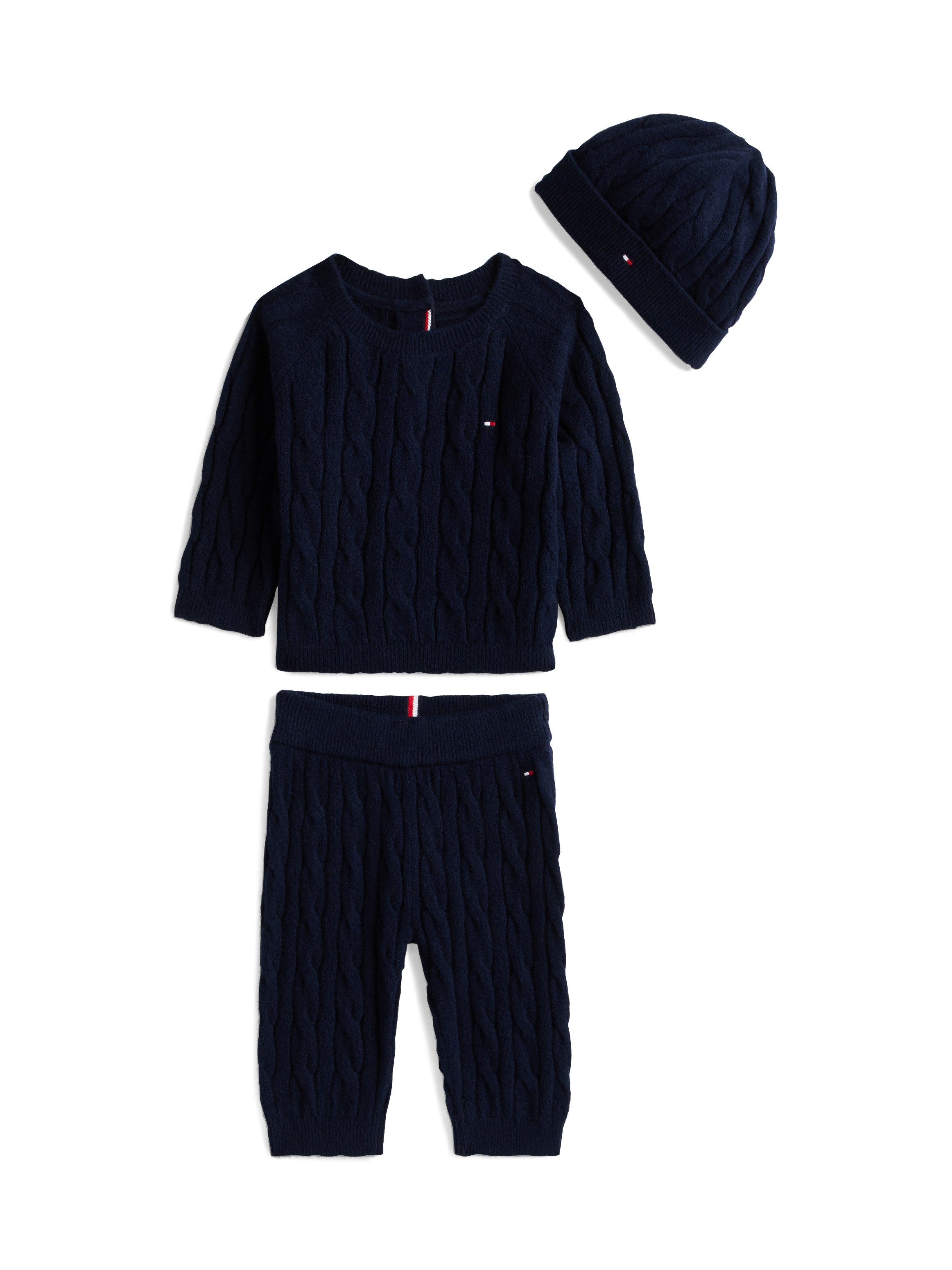 Tommy Hilfiger Shirt met lange mouwen en broek CABLE SWEATER BEANIE GIFTBOX (3-delig)
