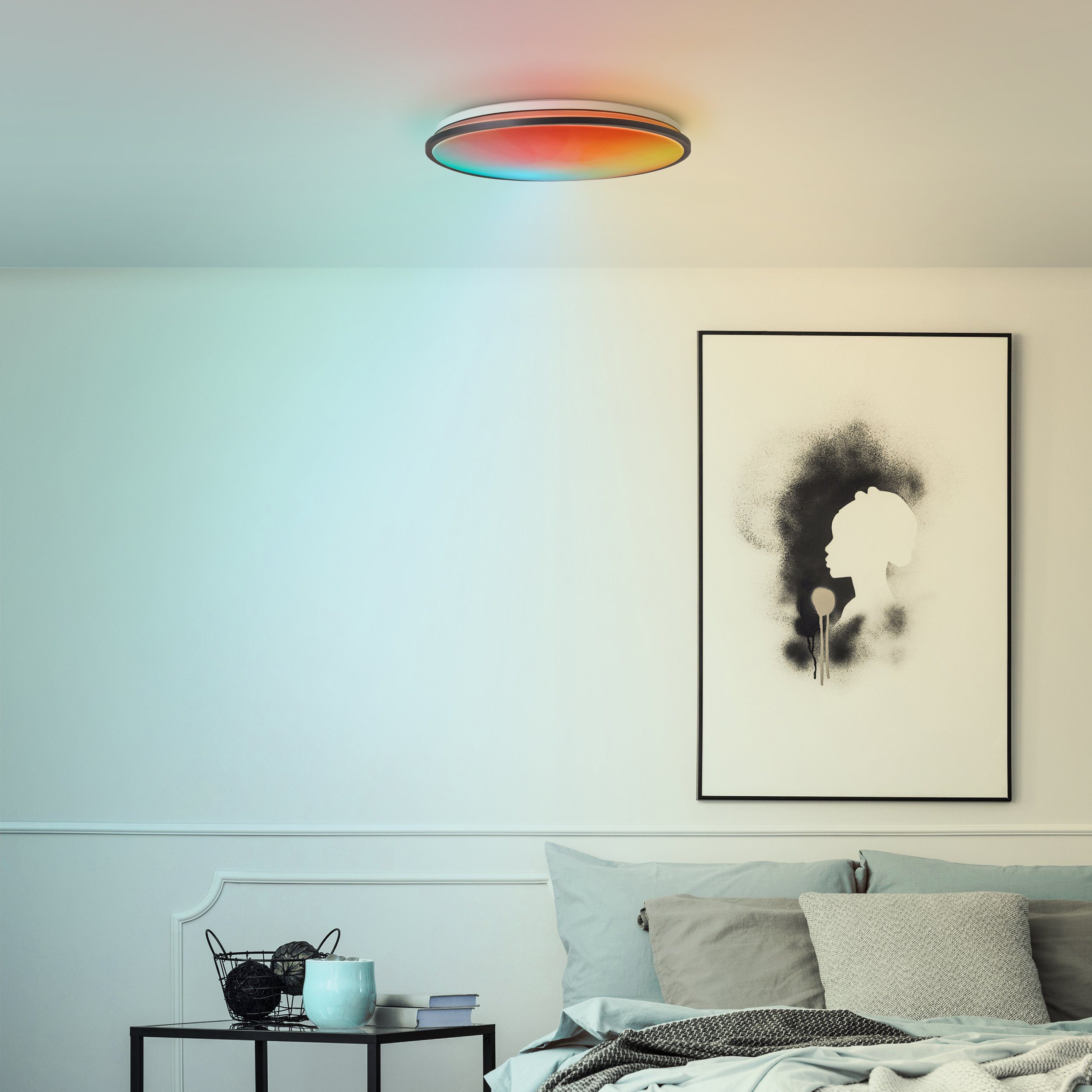 Brilliant Leuchten Led-plafondlamp Heida 3000 lm, ø 49 cm, metaal/kunststof, zwart