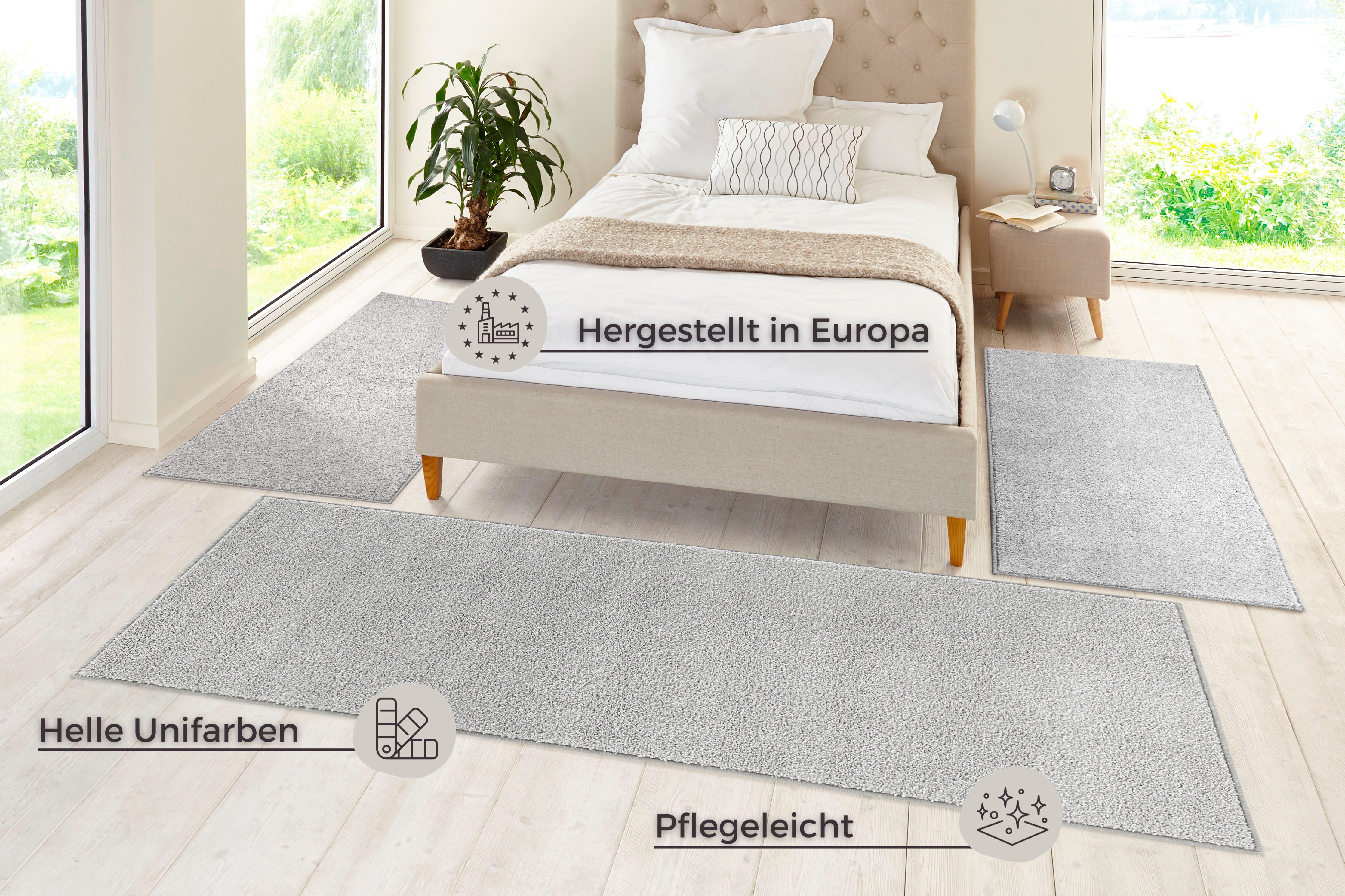 HANSE Home Set slaapkamerkleedjes Pure 100 Korte pool, unikleur, vloerkleed, bedloper, slaapkamerkleed, loper