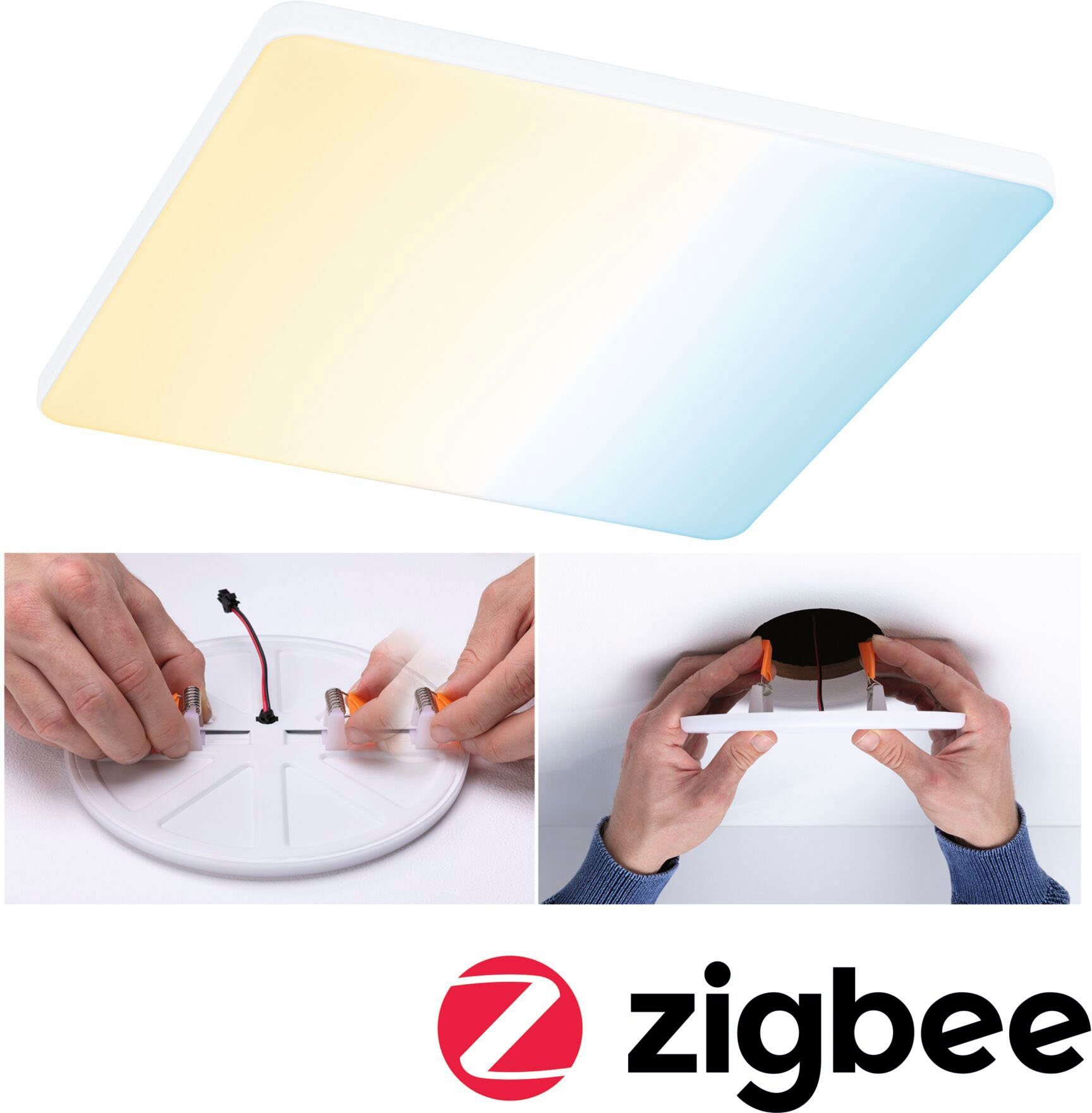 Paulmann Ledinbouwlamp Veluna VariFit Edge IP44 vierkant 200x200mm 1400lm dimbaar LED inbouwpaneel ZigBee, app bestuurbaar, tunable white zwart (1 stuk)
