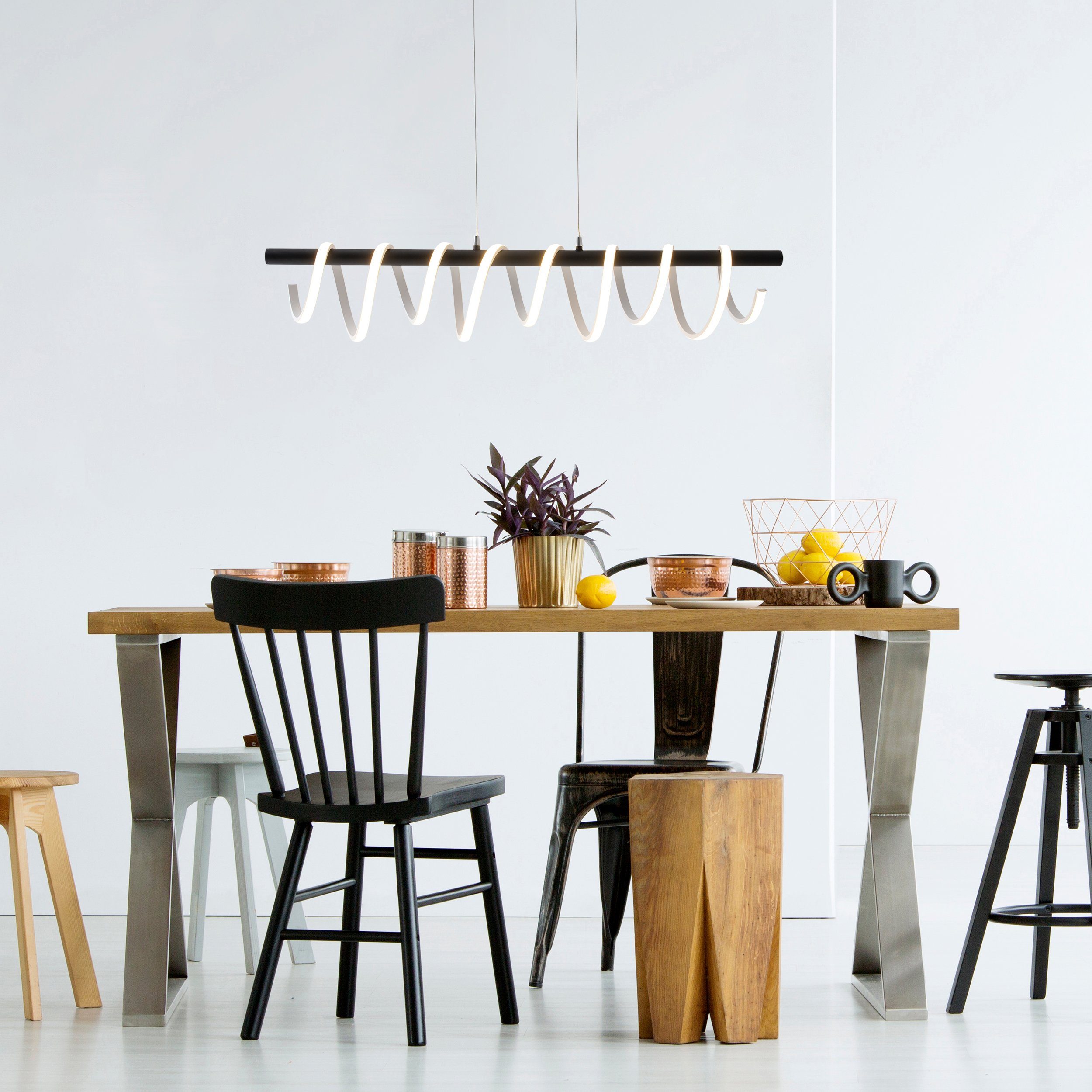 näve Led-hanglamp Belleza 3 standen dimbaar met een wandschakelaar, zwart/wit, efficiëntieklasse: f (1 stuk)