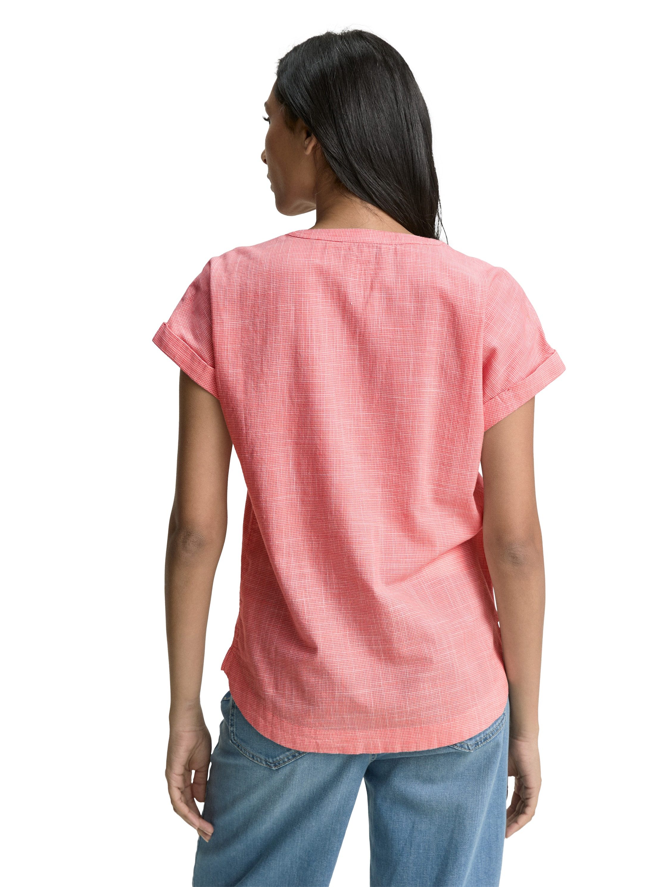 Tom Tailor Blouse met korte mouwen in tuniek-stijl, geruit
