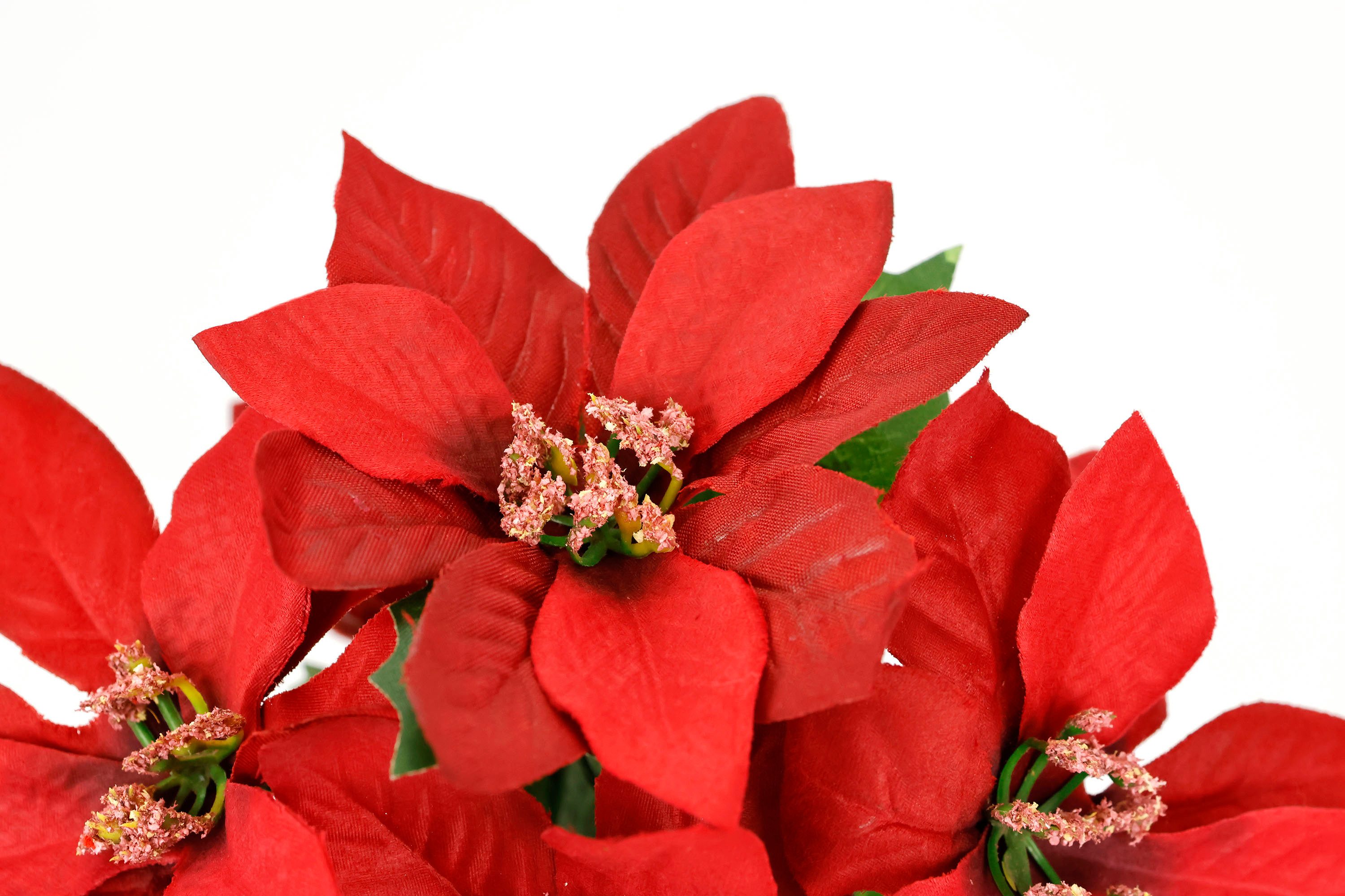I.GE.A. Kunstbloem Poinsettia in pot set van 2 kunstmatige bloem kerstster kerstdecoratie (2 stuks)