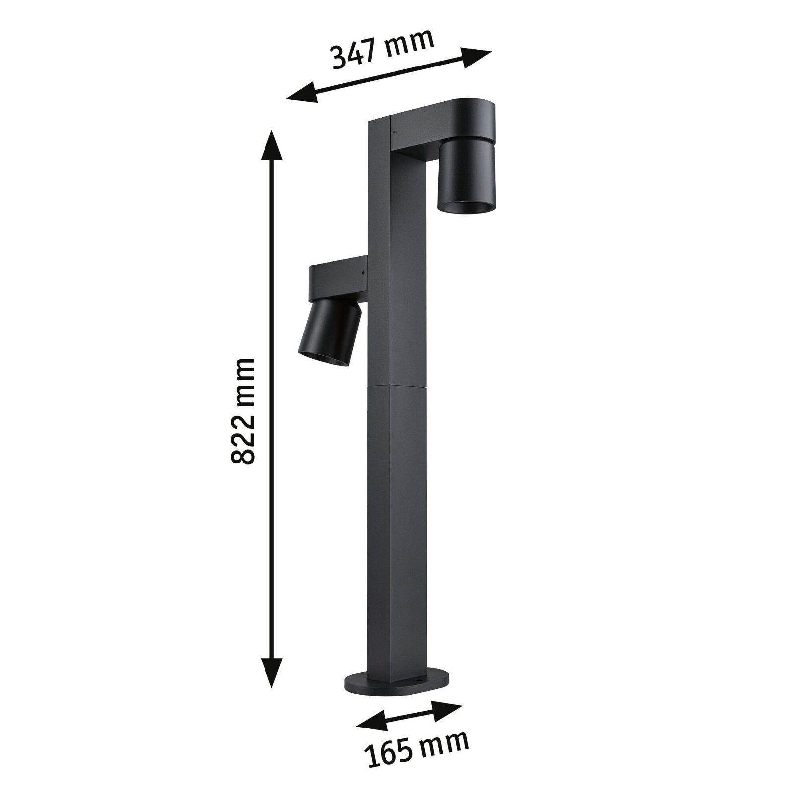 Paulmann Led-bolderlamp Kimu IP44 822mm 3000K 2x8W 750lm 230V 70° Antraciet Aluminium (1 stuk)