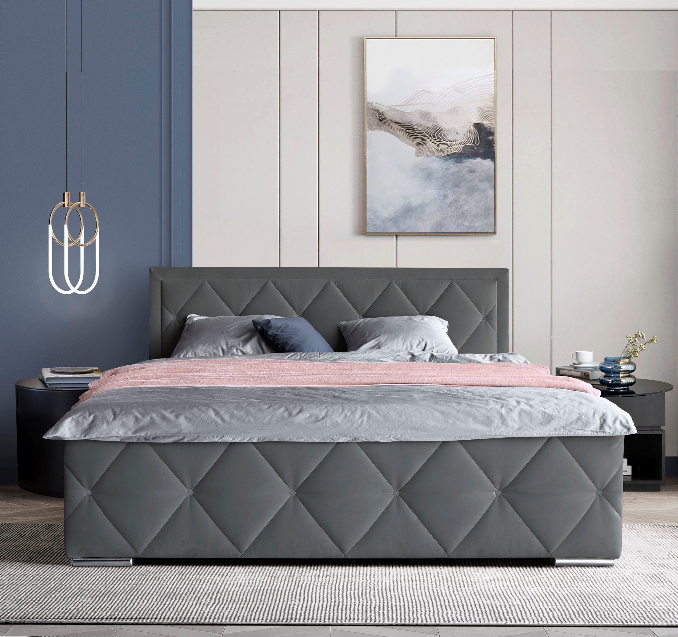 Leonique Boxspring Alfie, bestseller! Inclusief bedlade & topper Optioneel met knoopstiksels of strassstenen, H2, H3 en H4 verkrijgbaar