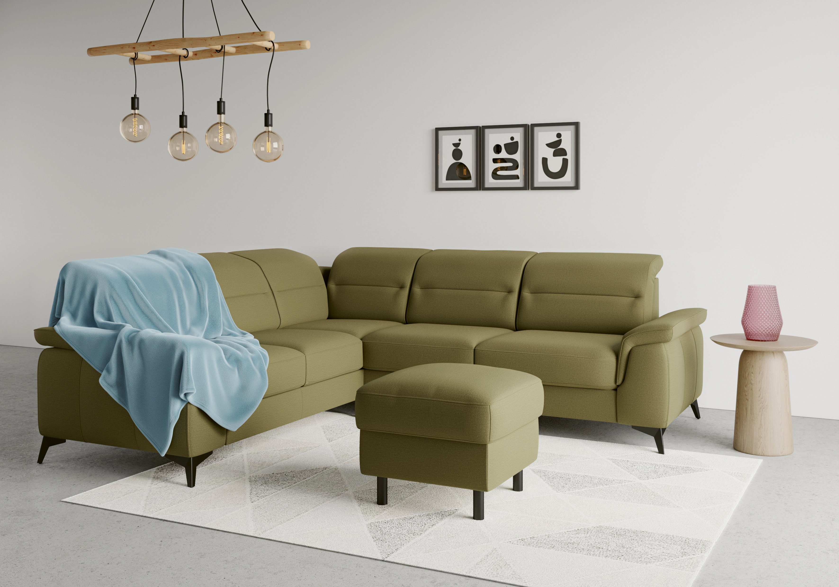 sit&more Hoekbank Sinatra L-vorm optioneel met verstelbare hoofdsteun en armleuning, metalen poten