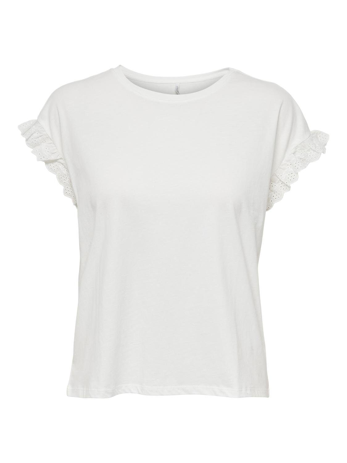 Only Shirt met ronde hals ONLIRIS S/S EMB TOP JRS NOOS