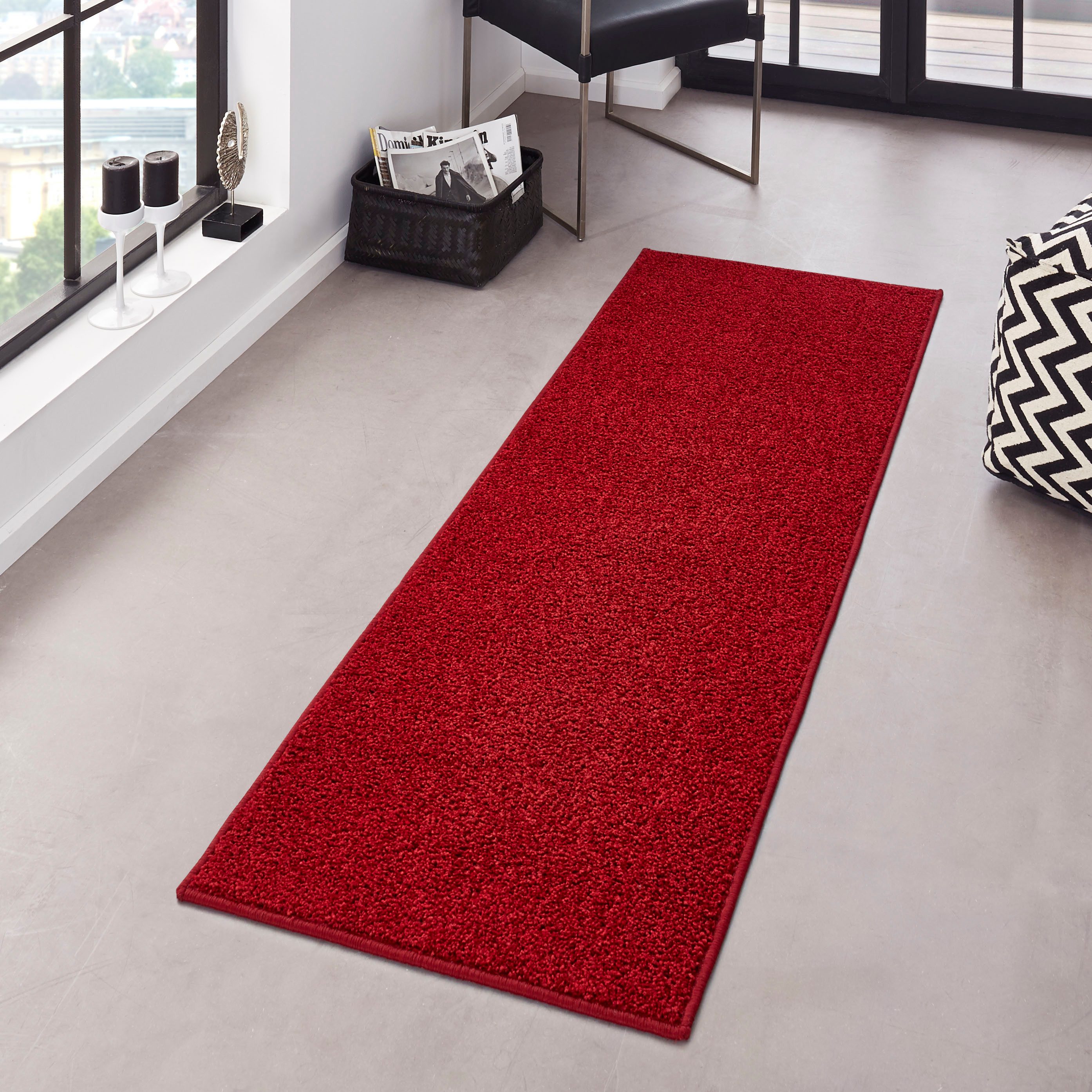 HANSE Home Vloerkleed Pure 100 korte pool Kortpolig, effen, omgezoomd, loper, woonkamer, kinderkamer, gang