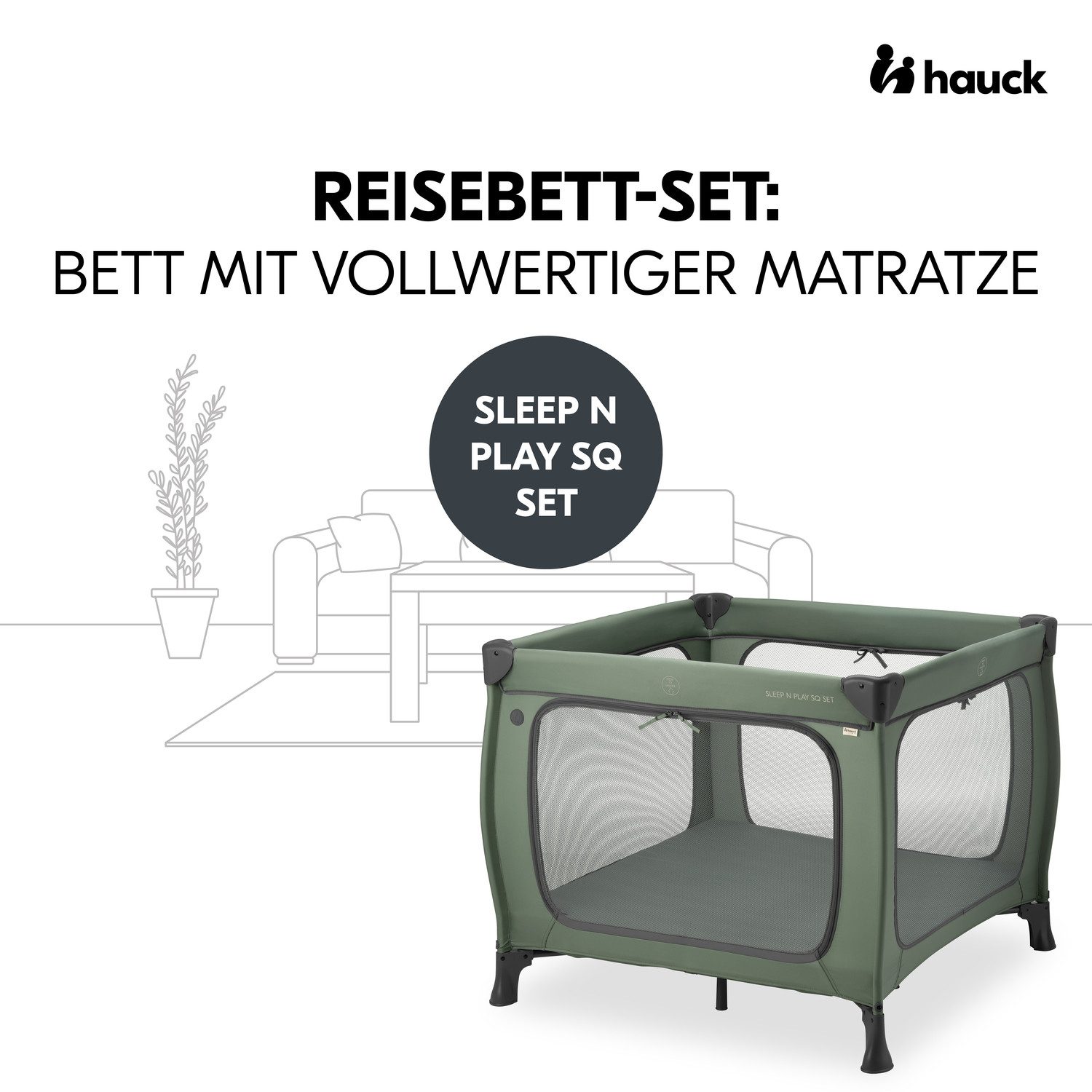 Hauck Baby-campingbed Sleep N Play SQ, Set dark green