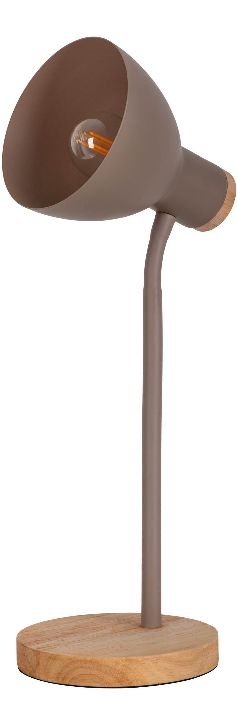näve Bureaulamp Marie Voet en kap deels van hout, kap flexibel beweegbaar, E14 (1 stuk)