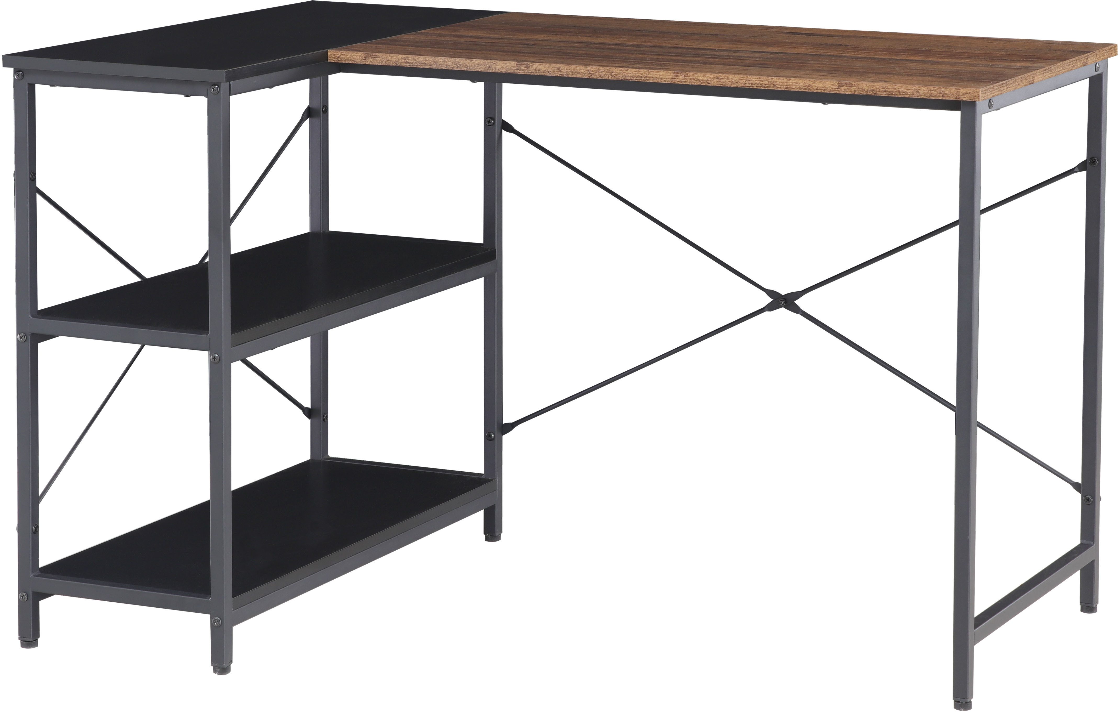 INOSIGN Hoekbureau Skruva, computertafel, knutseltafel Metalen frame, hoekrek, ABS-randen, totale breedte 120 cm