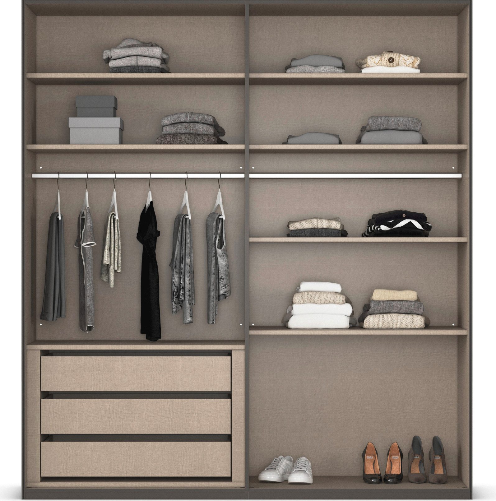 rauch Schuifdeurkast Kledingkast Kast Garderobe Slaapkamerkast LUMIS met glazen deuren van transparant grijs glas made in germany