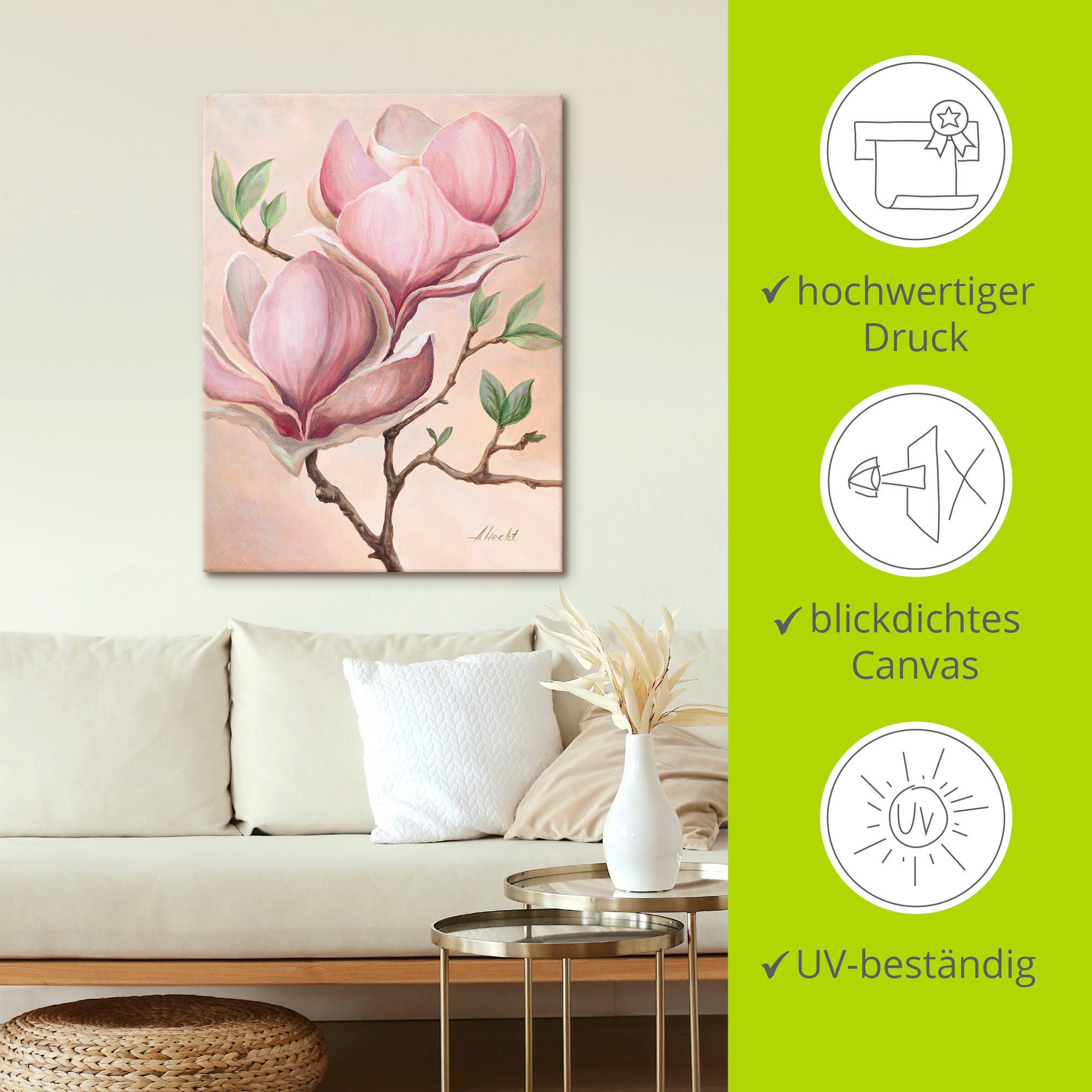 Artland Artprint Magnoliabloemen als artprint op linnen, poster in verschillende formaten maten