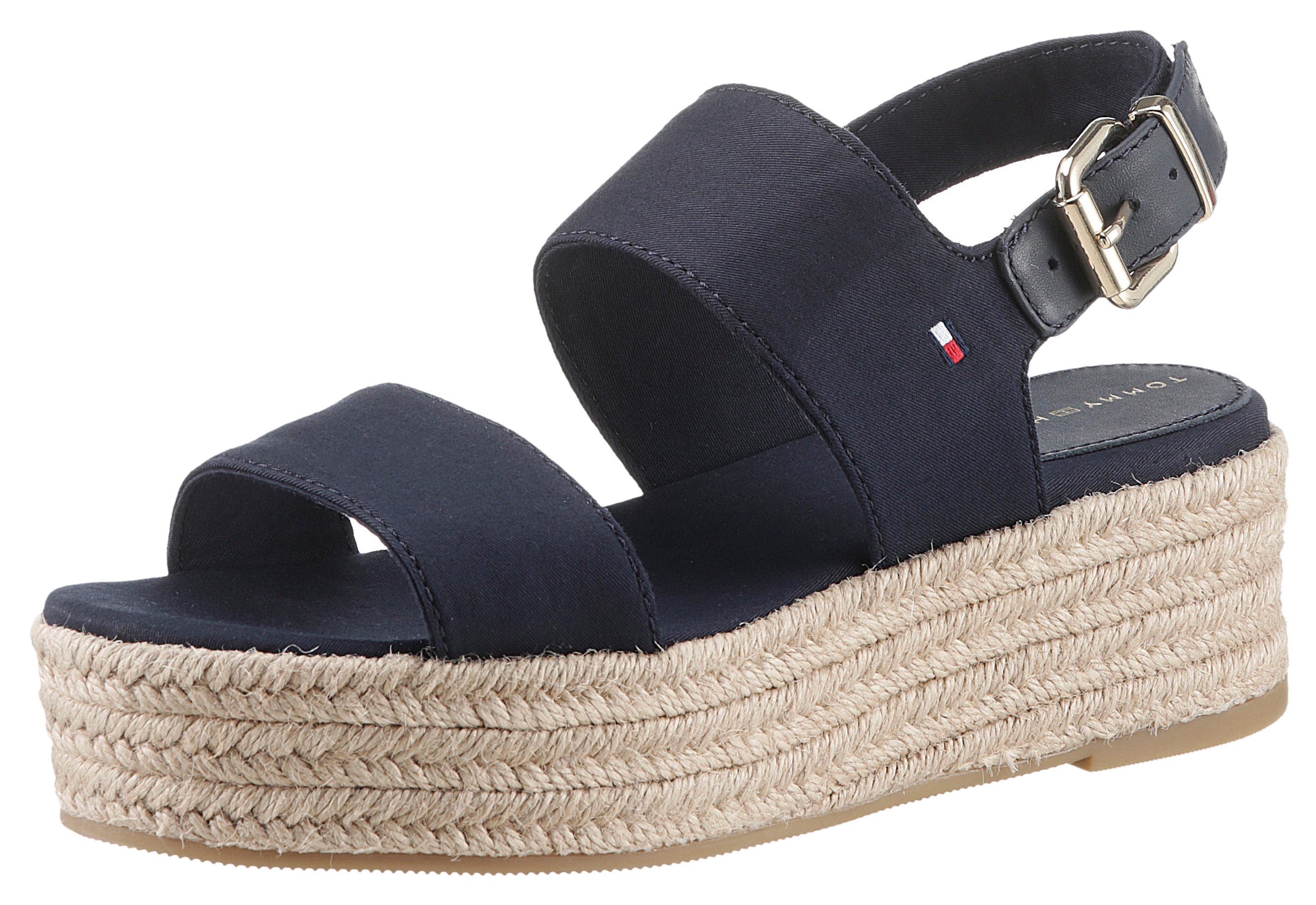 Tommy Hilfiger Sandalen MID WEDGE SANDAL , zomerschoen, sandaal, sandaal met jute-beklede plateauhak