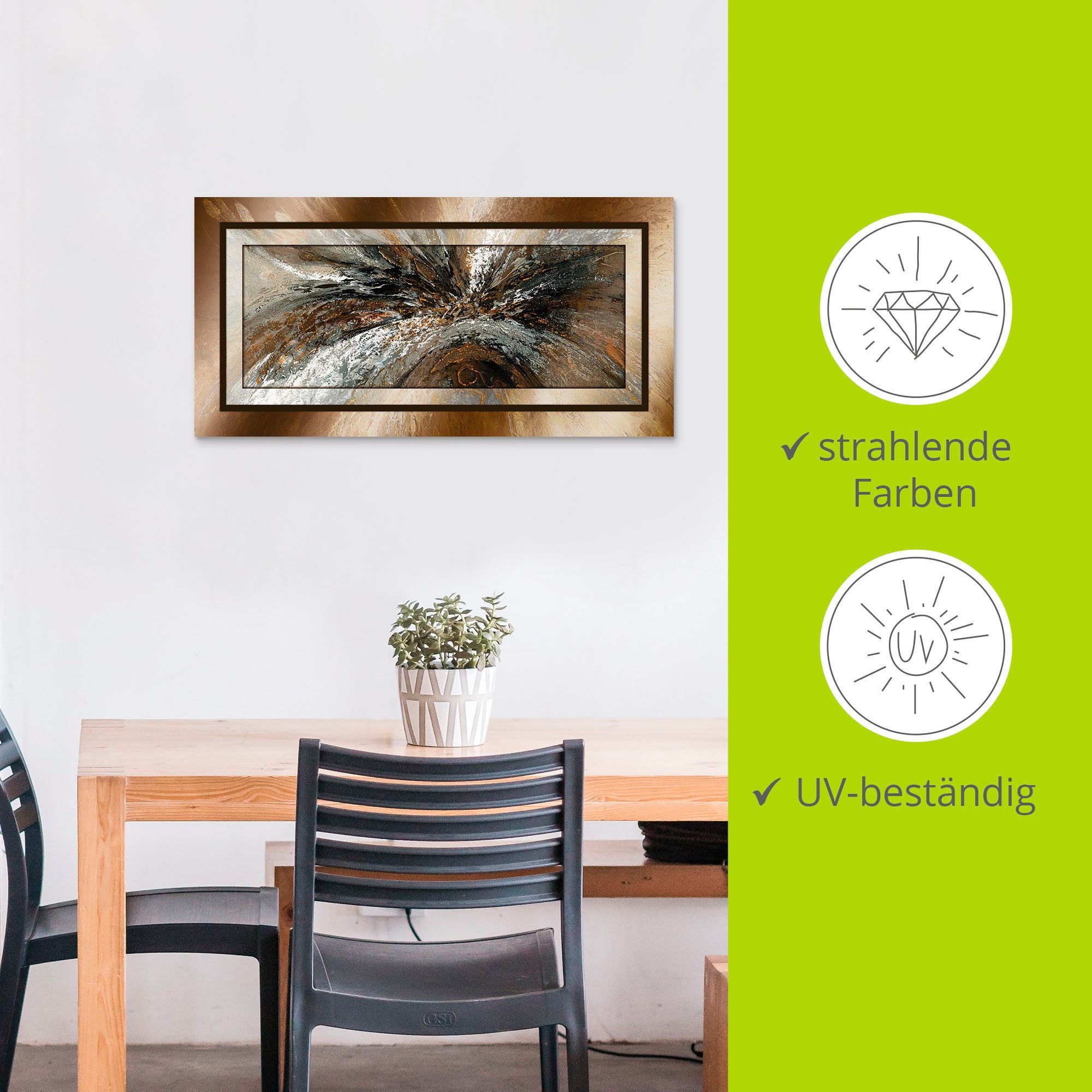 Artland Artprint Goudkleur abstract 1 als artprint van aluminium, artprint voor buiten, artprint op linnen, poster in verschillende maten. maten