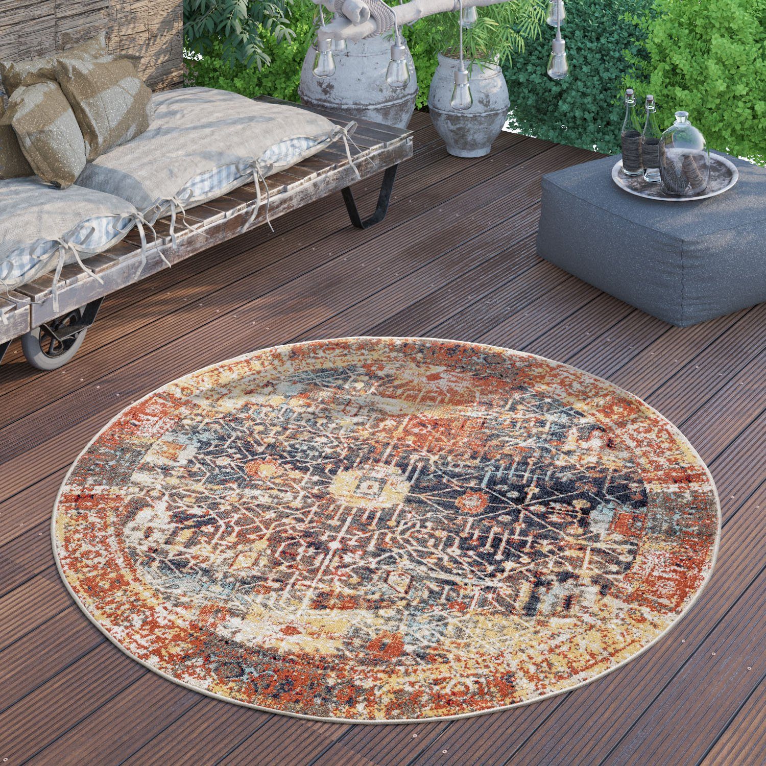Paco Home Vloerkleed Artigo 420 Korte pool, vintage-design, geschikt voor binnen en buiten, woonkamer
